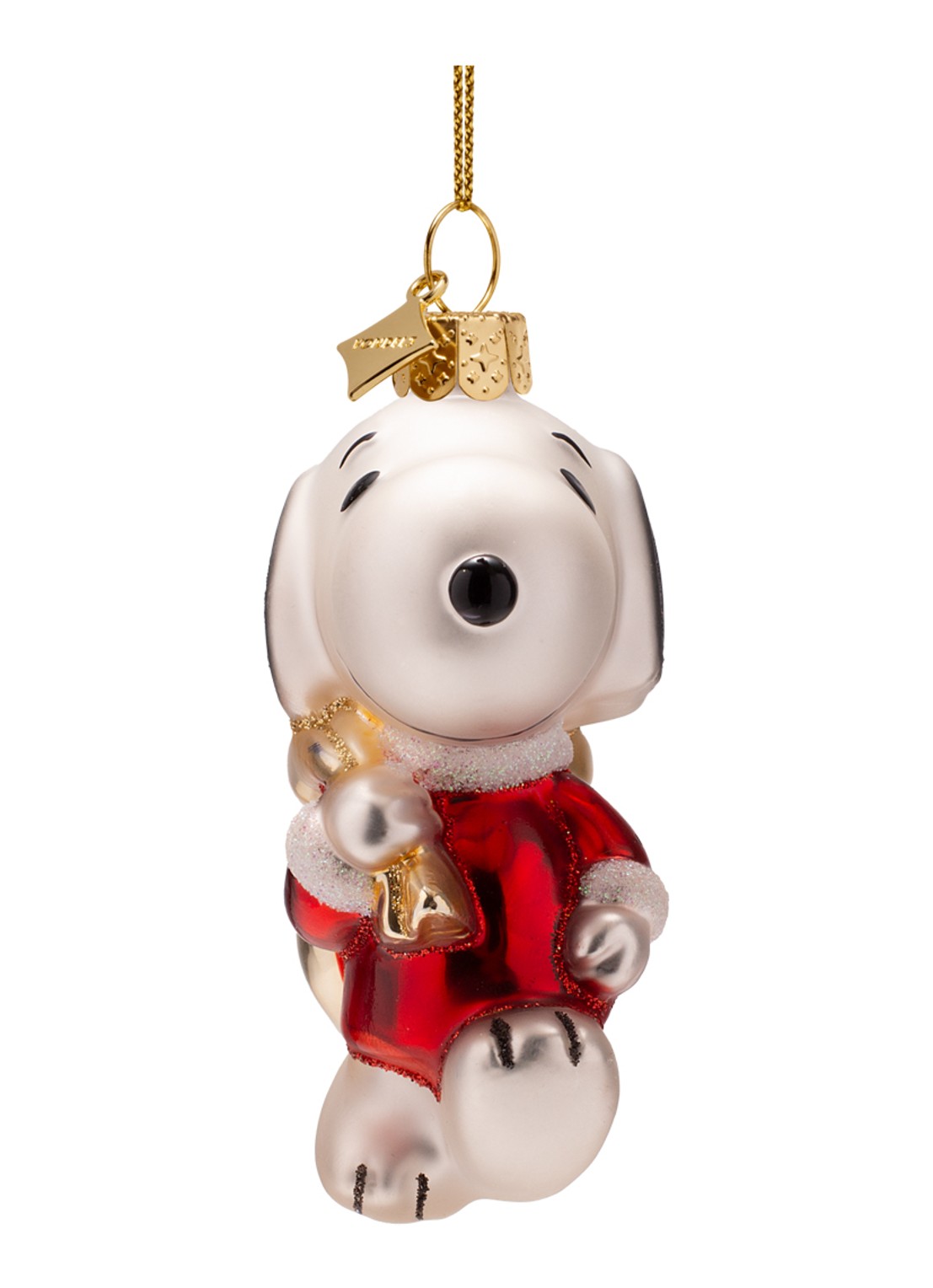 Vondels Snoopy met Cadeautjes kersthanger 9 cm - voorkant 2 wit
