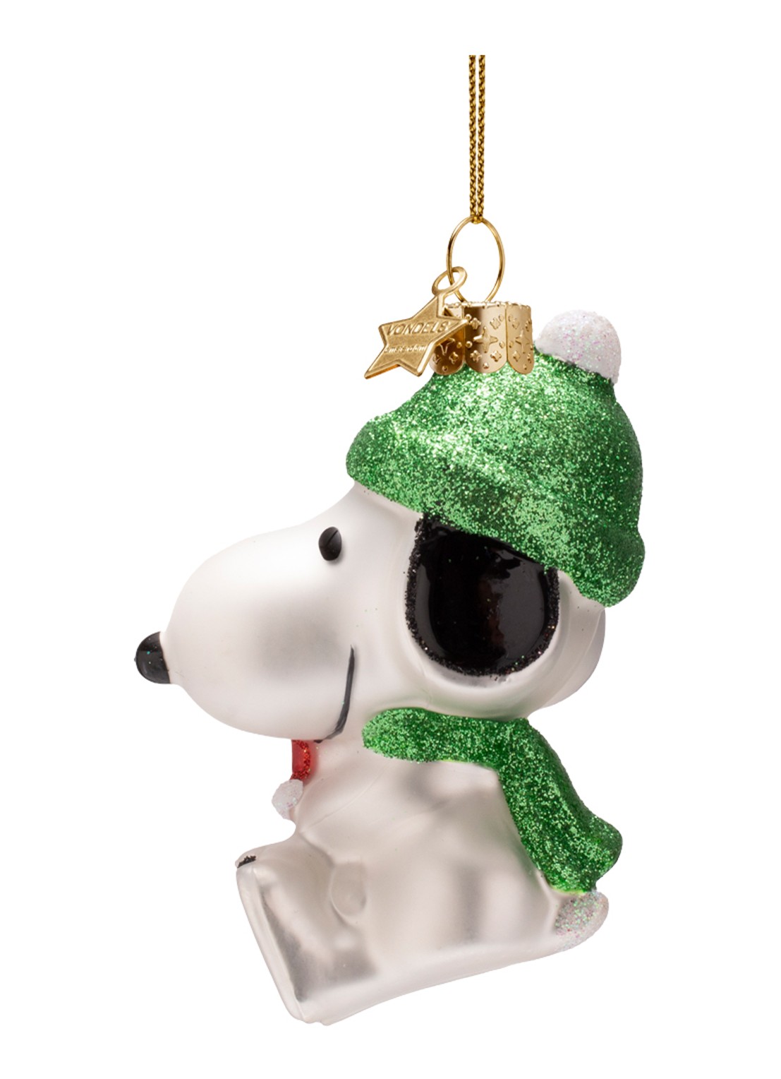 Vondels Snoopy Woodstock kersthanger 11 cm - detail 2 donkergroen
