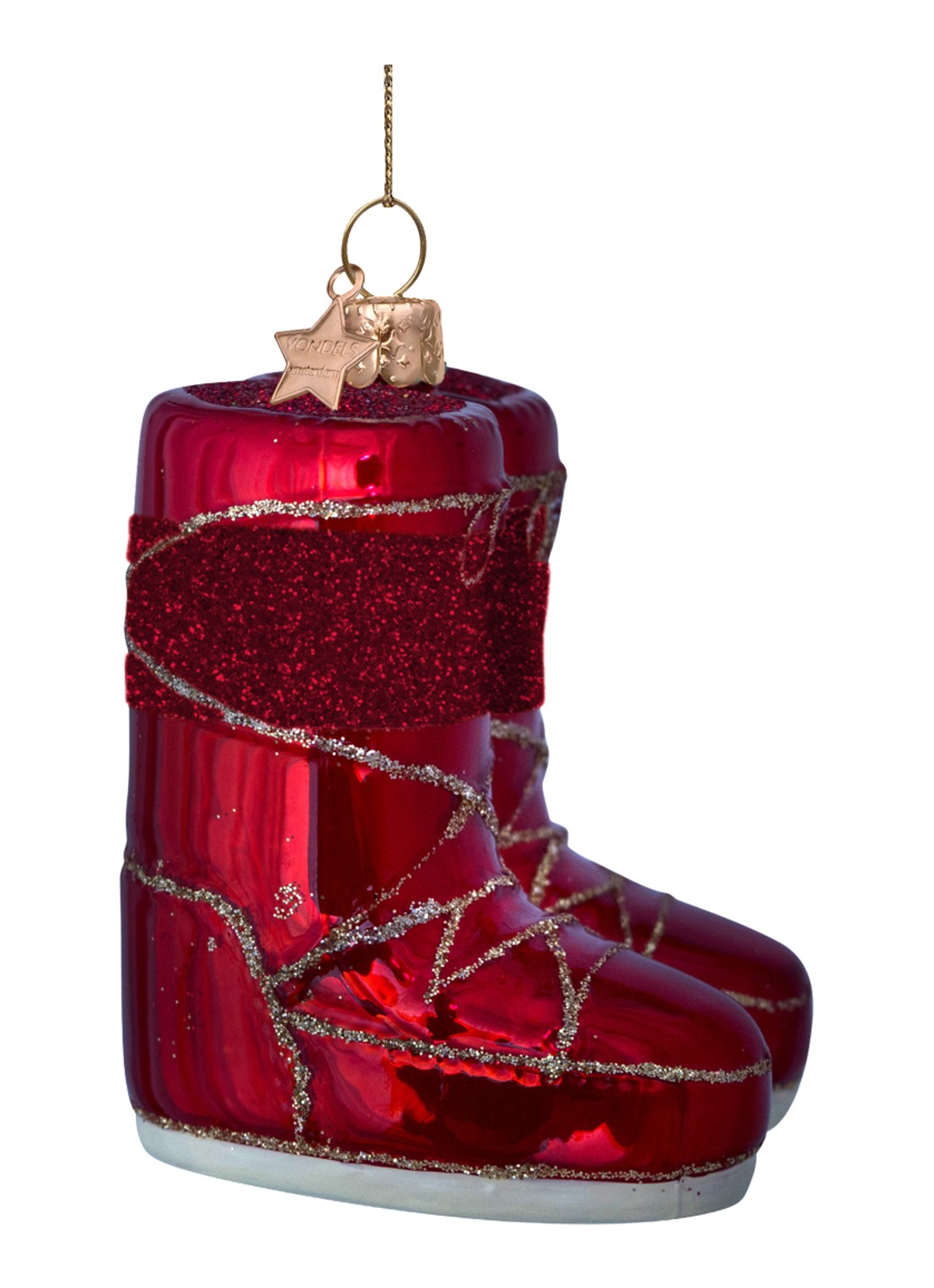 Vondels Snow boots kersthanger 7cm - voorkant 2 rood