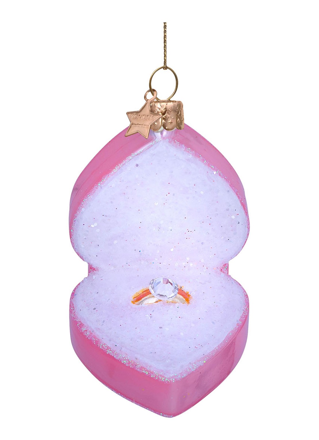 Vondels soft pink heart box w/wedding ring H7.5cm - voorkant 4 multicolor