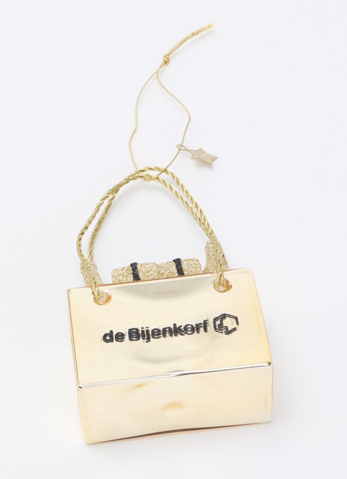 Vondels Special Bijenkorf Shoppingbag kersthanger 13 cm - detail goud