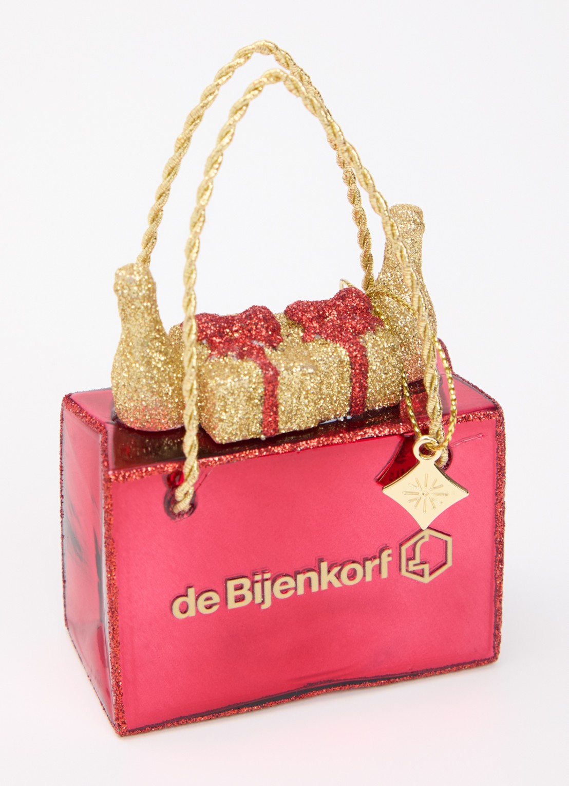 Vondels Special de Bijenkorf bag kersthanger 8 cm - detail 2 rood