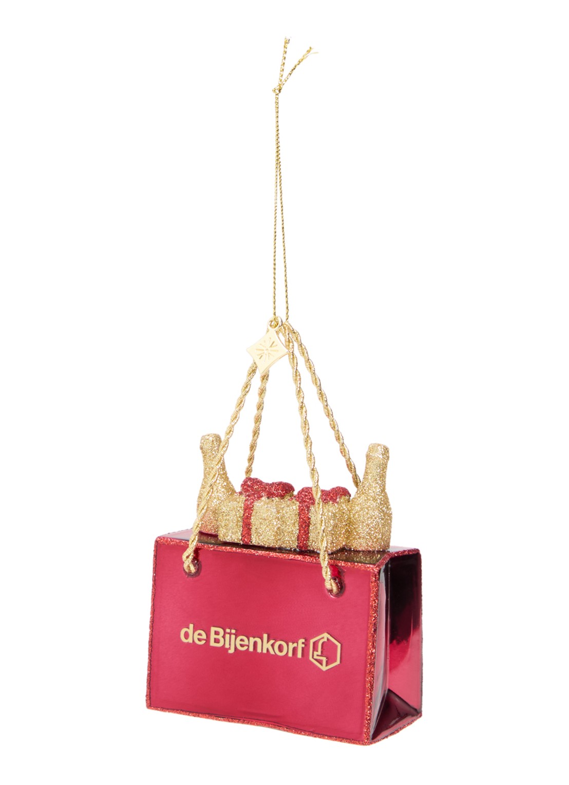 Vondels Special de Bijenkorf bag kersthanger 8 cm - voorkant rood