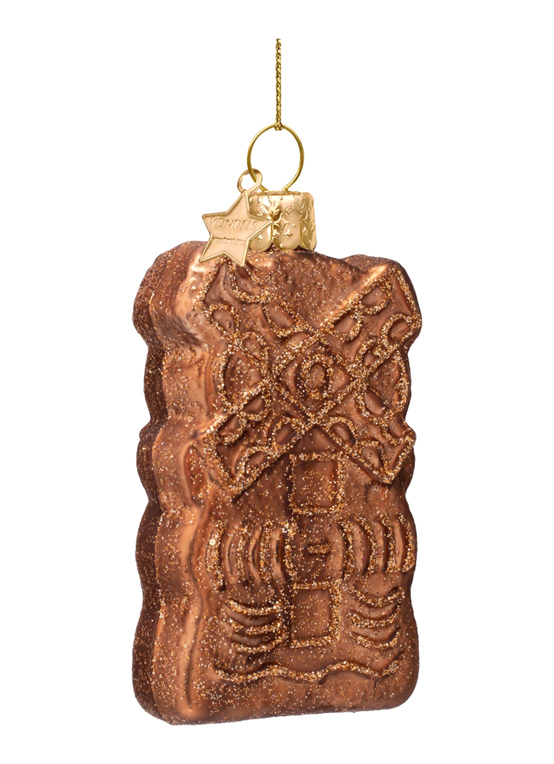 Vondels Speculaas kersthanger 9 cm - detail 2 bruin