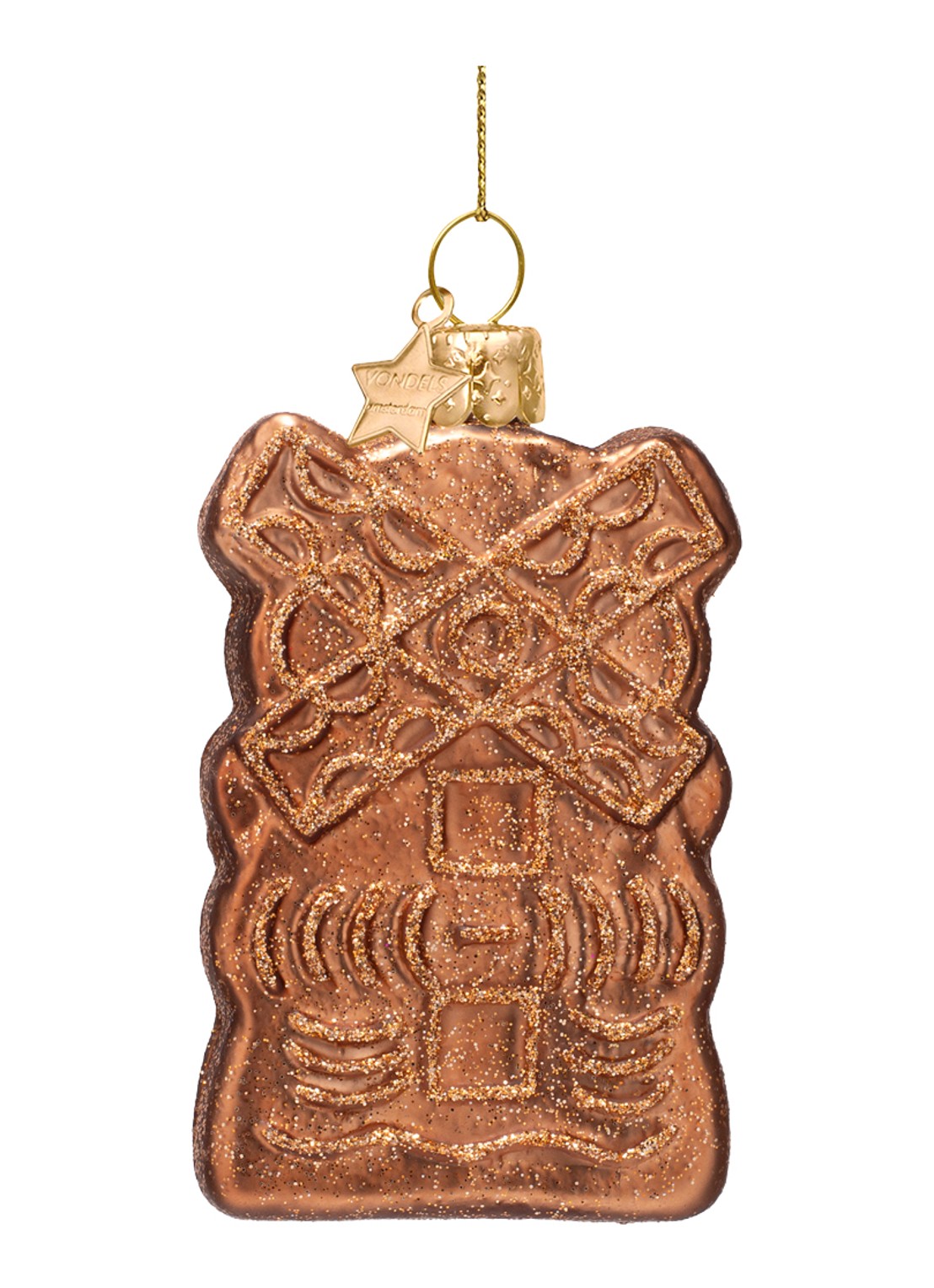 Vondels Speculaas kersthanger 9 cm - voorkant 4 bruin