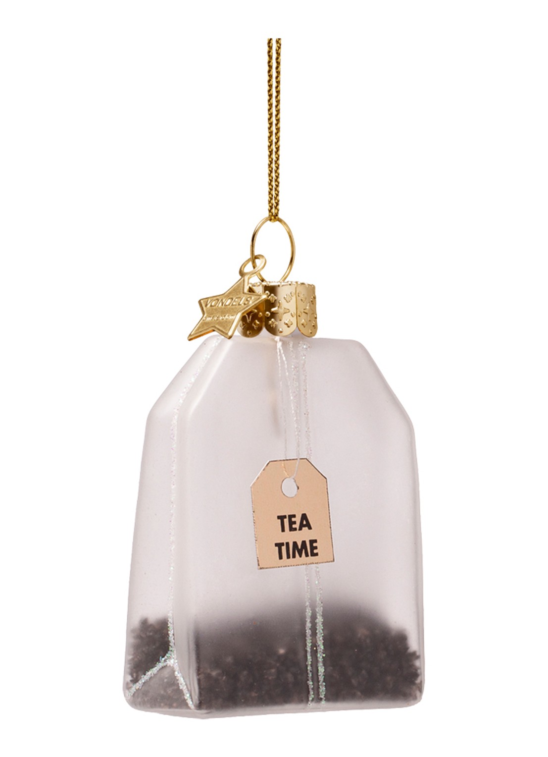 Vondels Spill The Tea Time Theezakje kersthanger 7,5 cm - voorkant transparant
