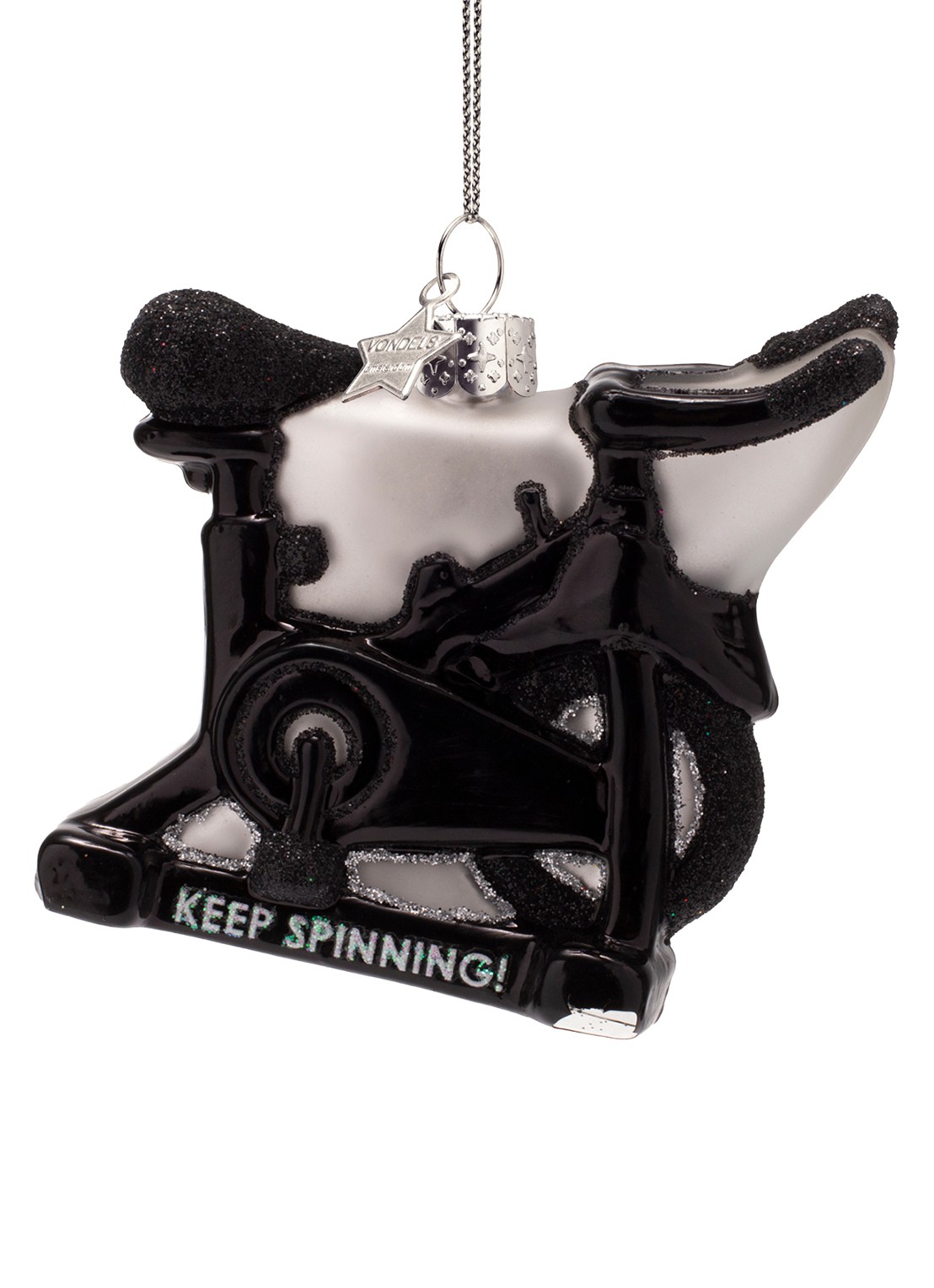 Vondels Spinning fiets kersthanger 8 cm - voorkant 2 zwart
