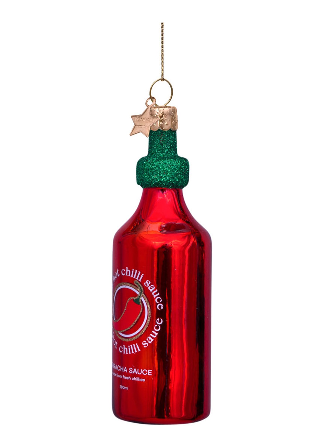 Vondels Sriracha Saus kersthanger 11,5 cm - detail 2 rood
