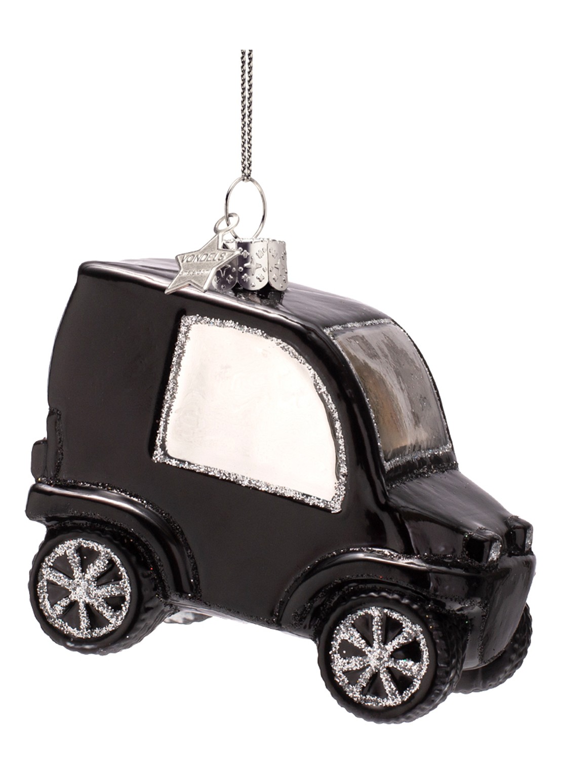 Vondels Stadsauto kersthanger 8 cm - voorkant 2 zwart