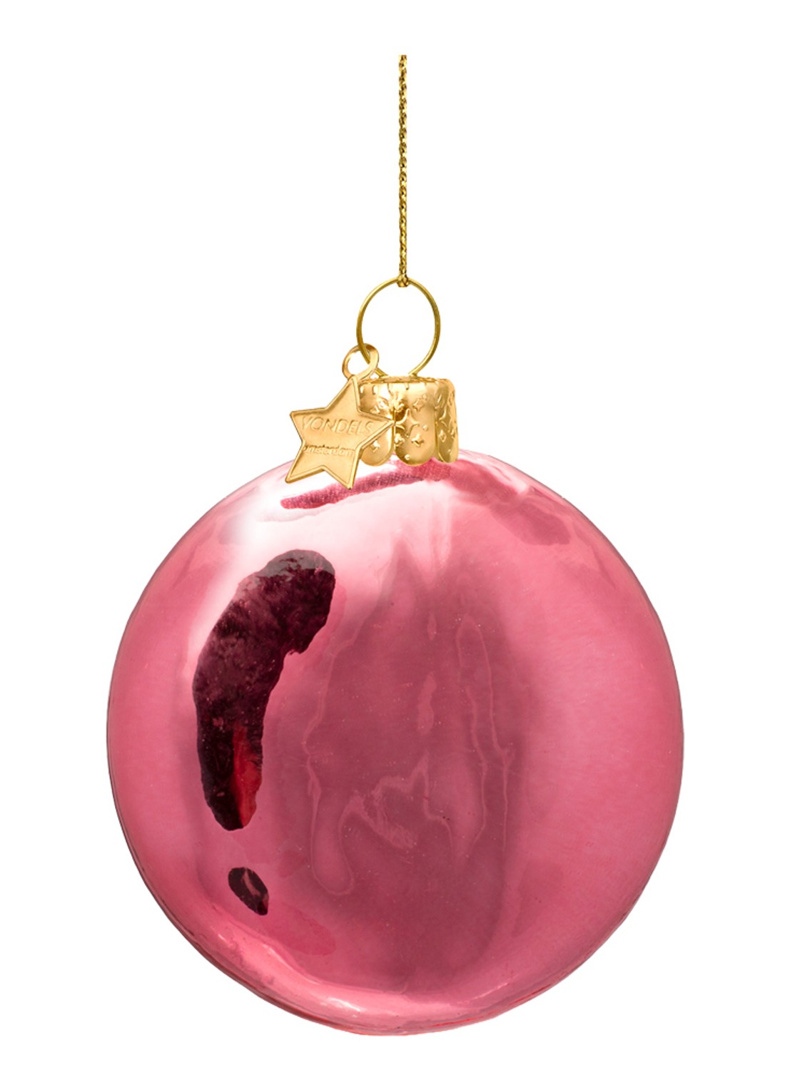 Vondels Starry Eyed Smiley kersthanger 7 cm - achterkant 2 roze