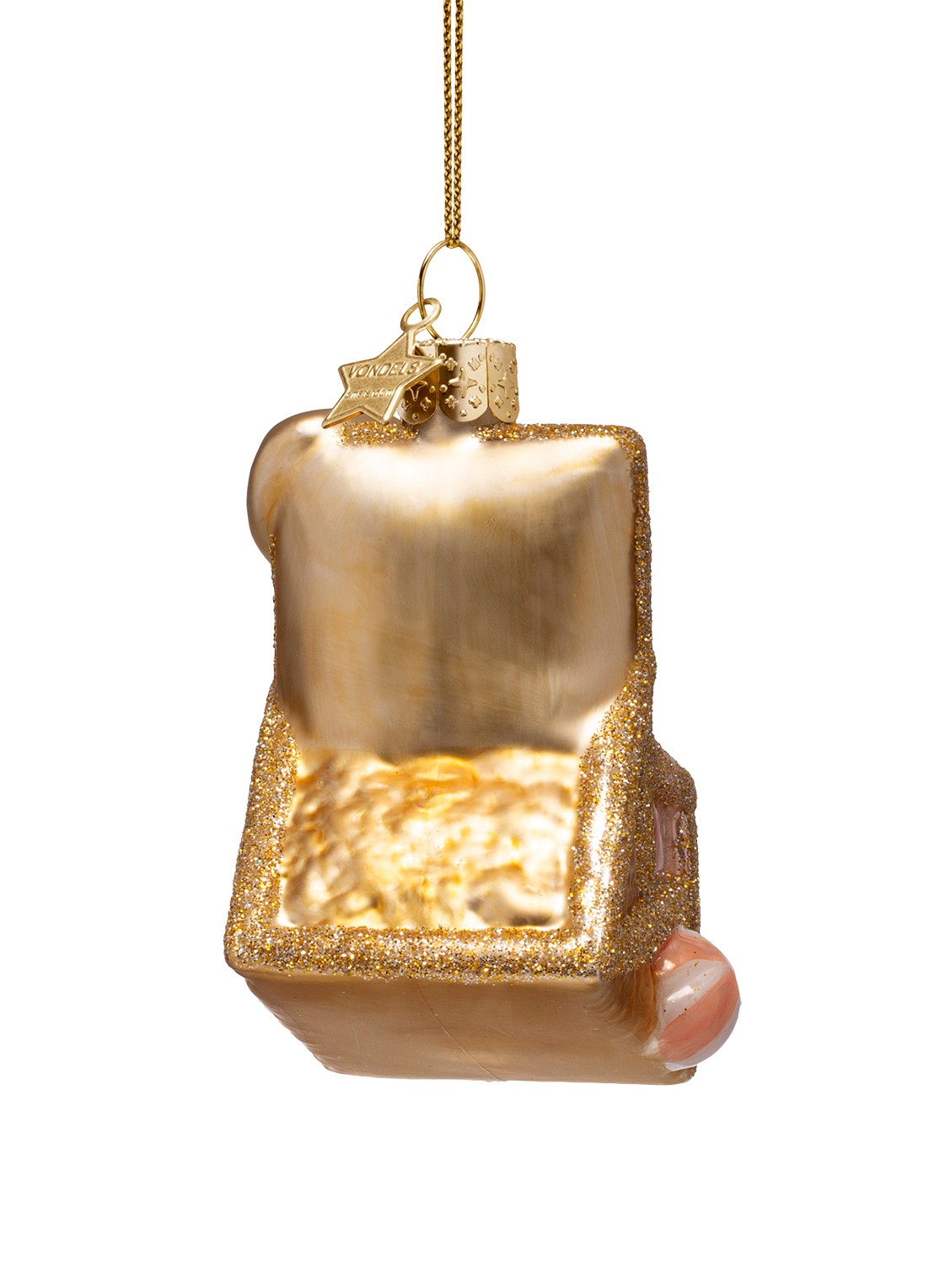 Vondels Strandstoel kersthanger 9 cm - detail goud