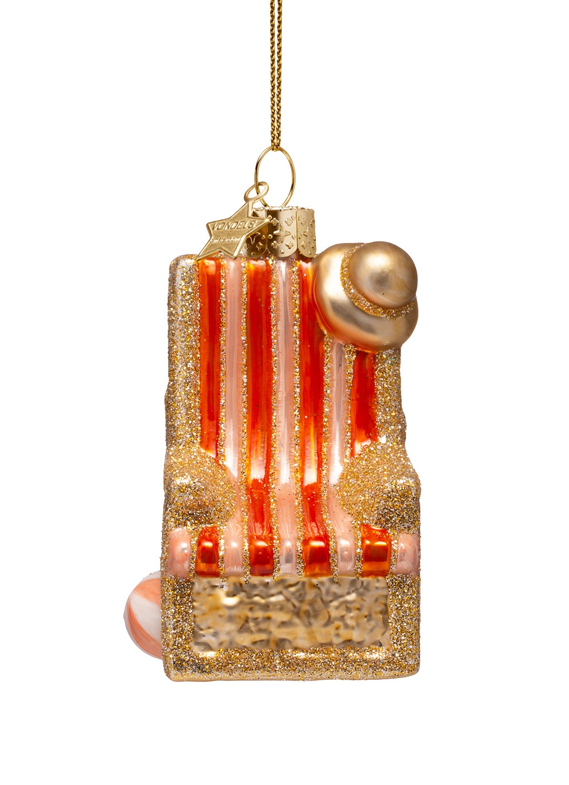 Vondels Strandstoel kersthanger 9 cm - voorkant 4 goud