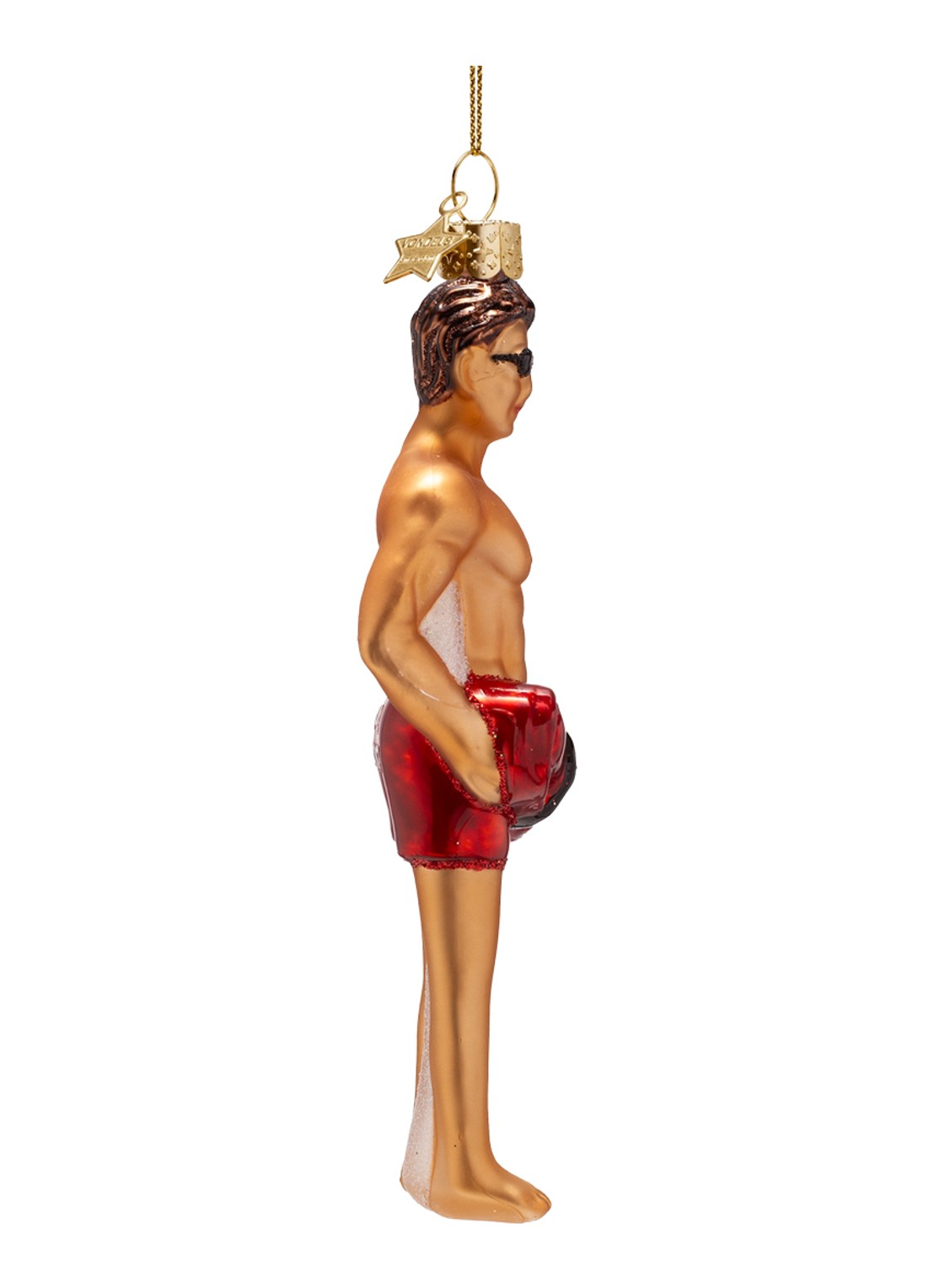 Vondels Strandwacht Man kersthanger 14 cm - detail rood