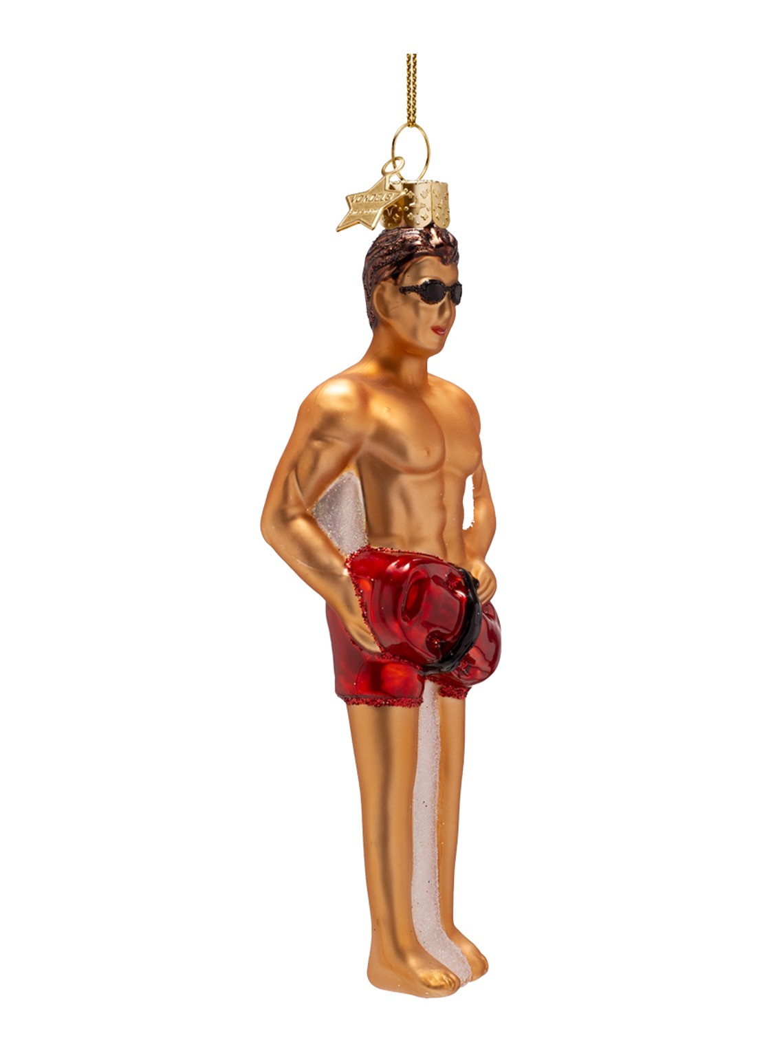 Vondels Strandwacht Man kersthanger 14 cm - voorkant 4 rood
