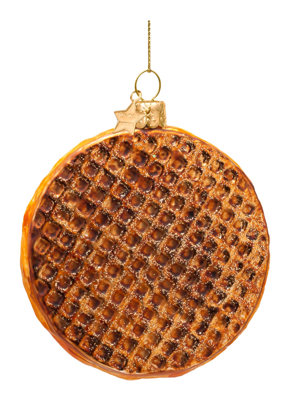 Vondels Stroopwafel kersthanger 9 cm - achterkant bruin