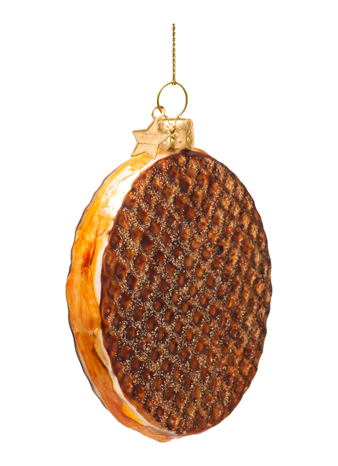 Vondels Stroopwafel kersthanger 9 cm - detail 4 bruin