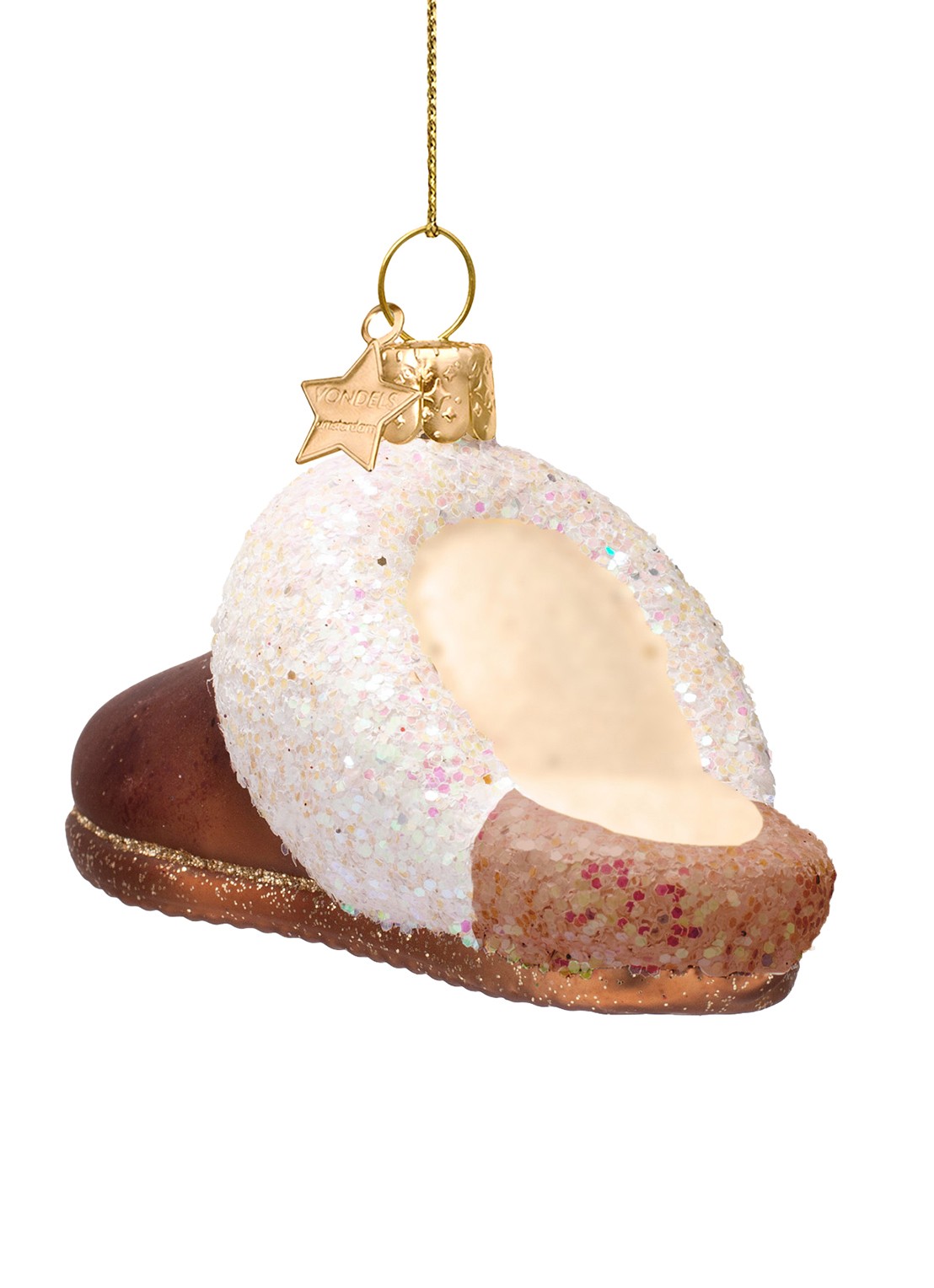 Vondels Suède slippers kersthanger 5,5 cm - achterkant 3 bruin