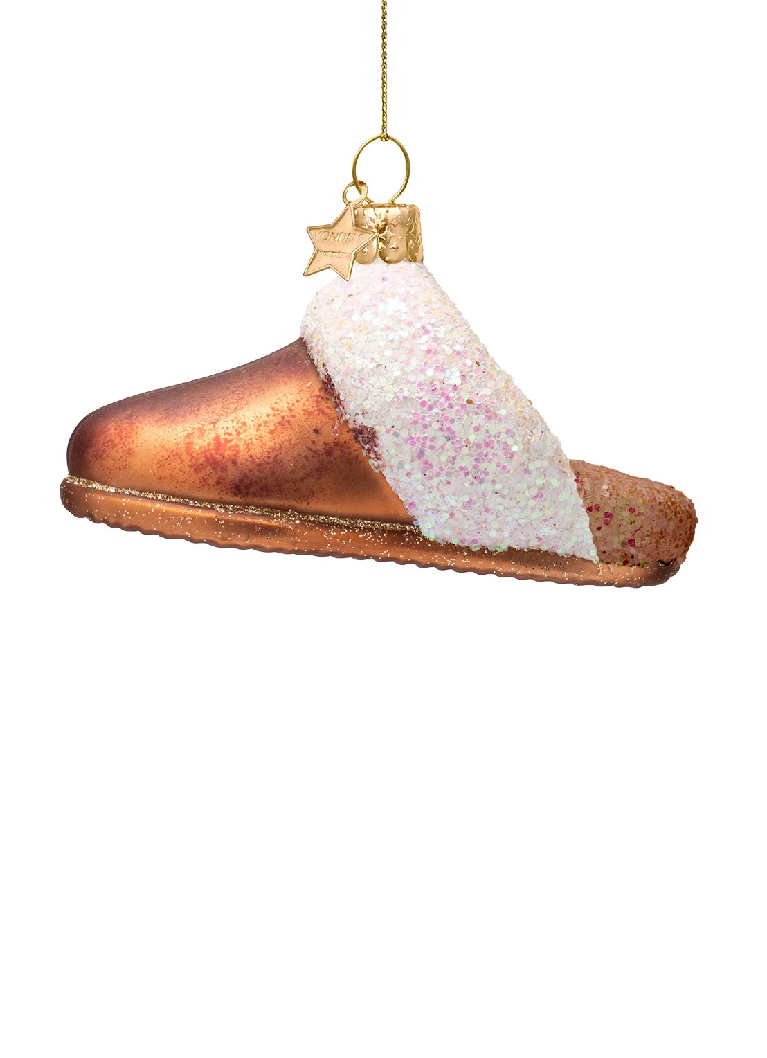 Vondels Suède slippers kersthanger 5,5 cm - voorkant 2 bruin