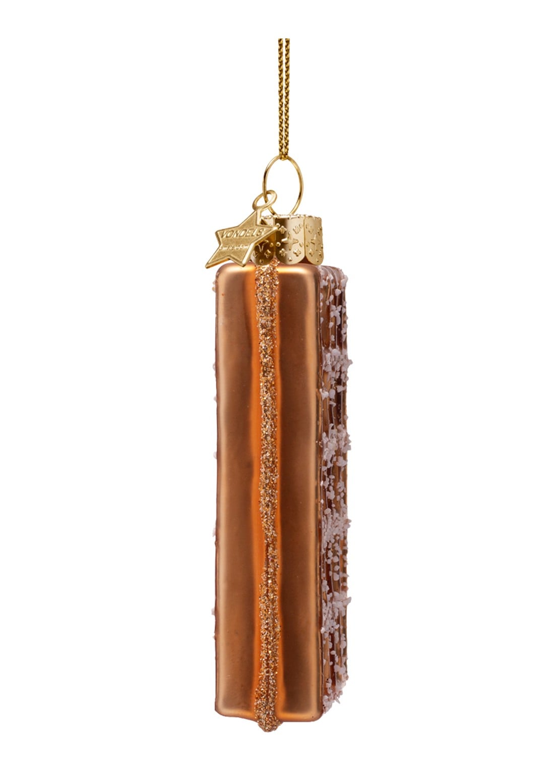 Vondels Suiker Wafel kersthanger 8,5 cm - detail 2 bruin