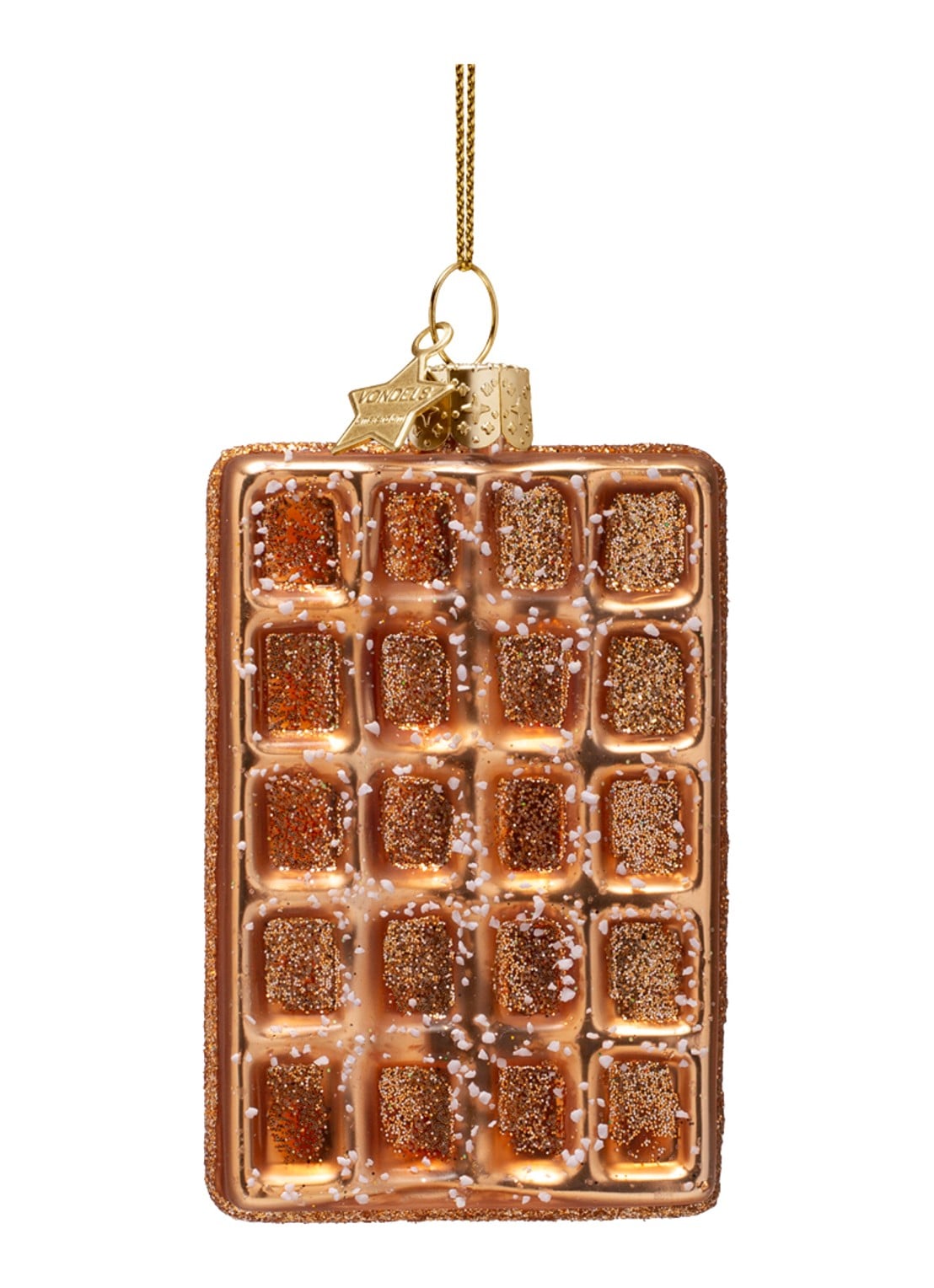 Vondels Suiker Wafel kersthanger 8,5 cm - voorkant 4 bruin