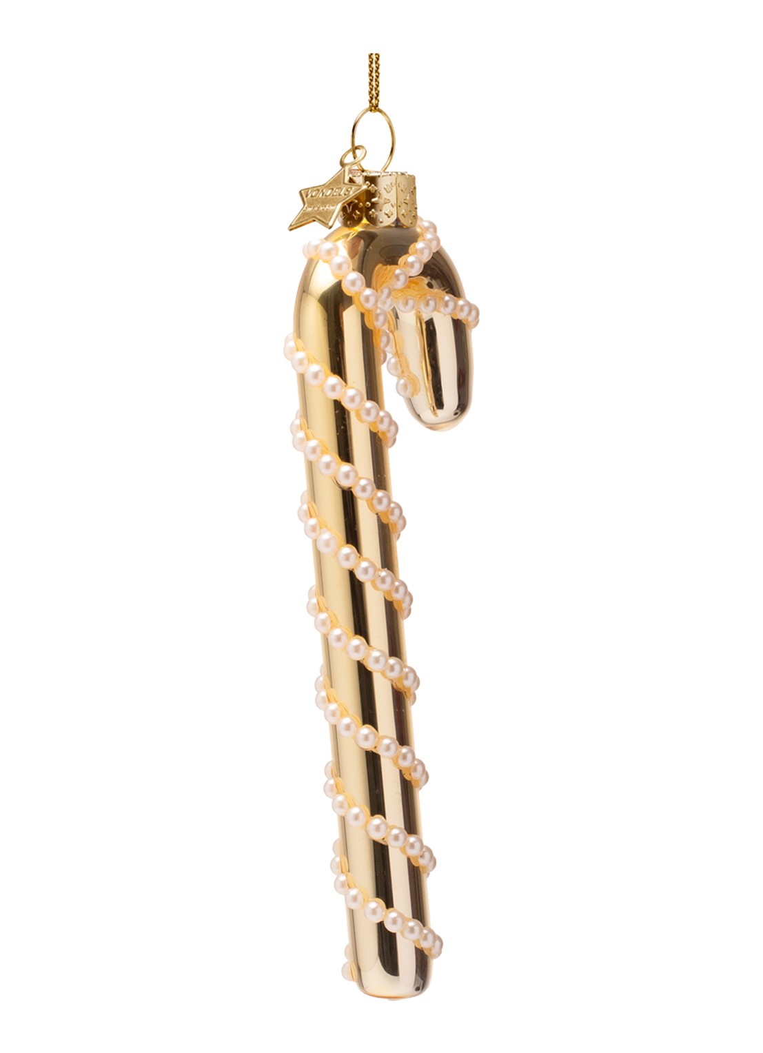Vondels Suikerstok met parels kersthanger 15 cm - detail 4 goud
