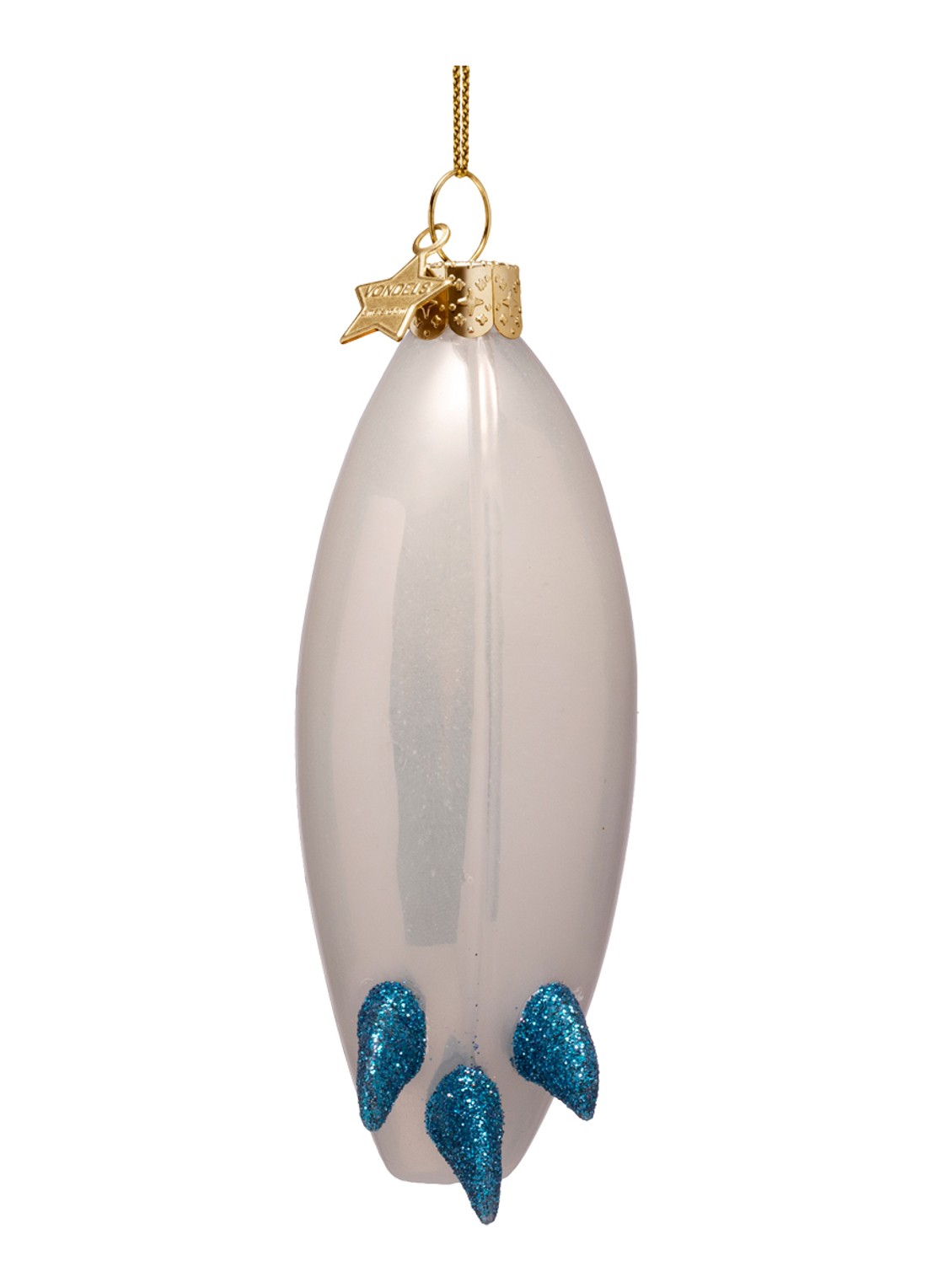 Vondels Surfboard kersthanger 11 cm - achterkant wit