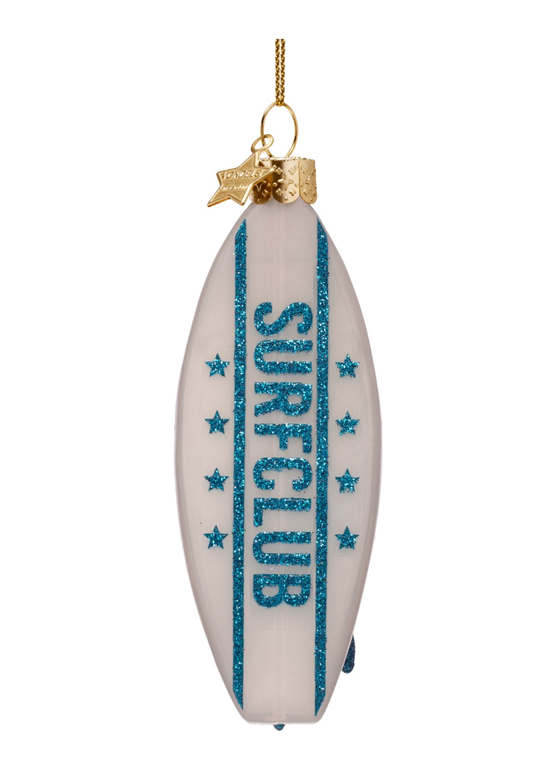 Vondels Surfboard kersthanger 11 cm - voorkant 2 wit