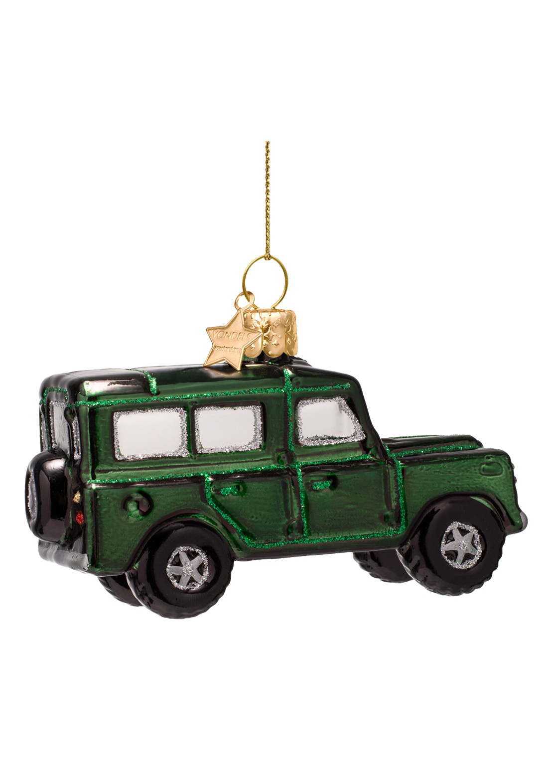 Vondels SUV Auto kersthanger 6,5 cm - detail 4 donkergroen