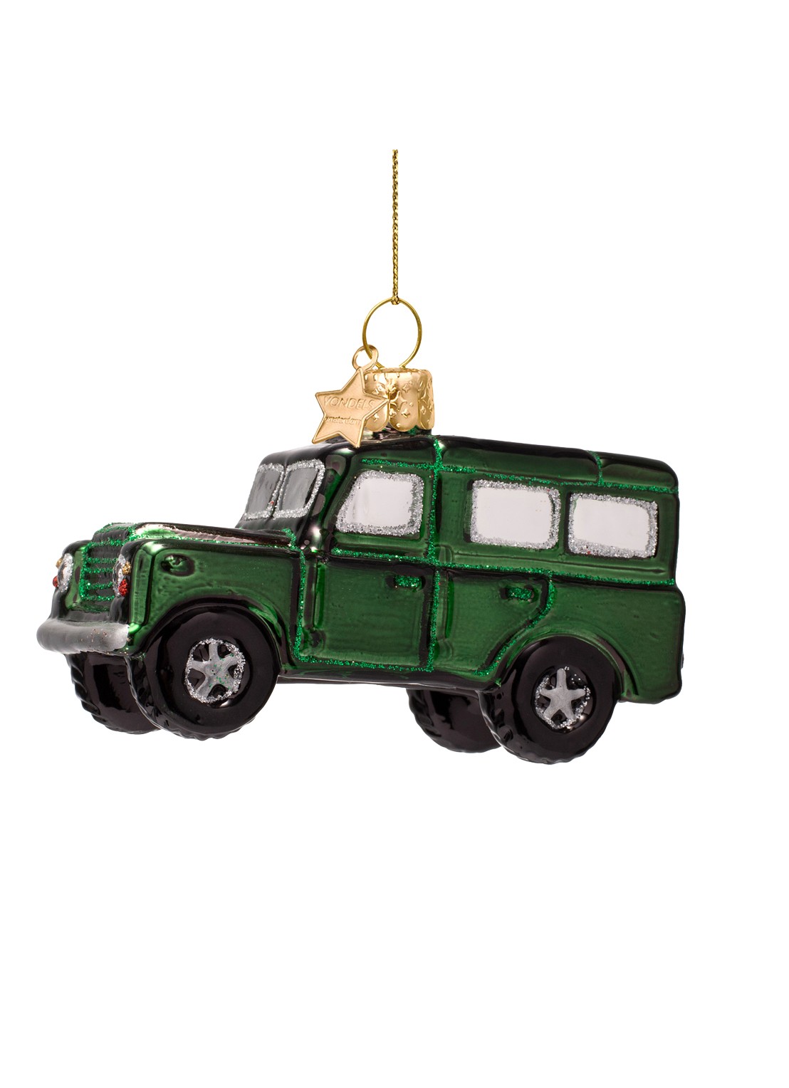 Vondels SUV Auto kersthanger 6,5 cm - voorkant 2 donkergroen