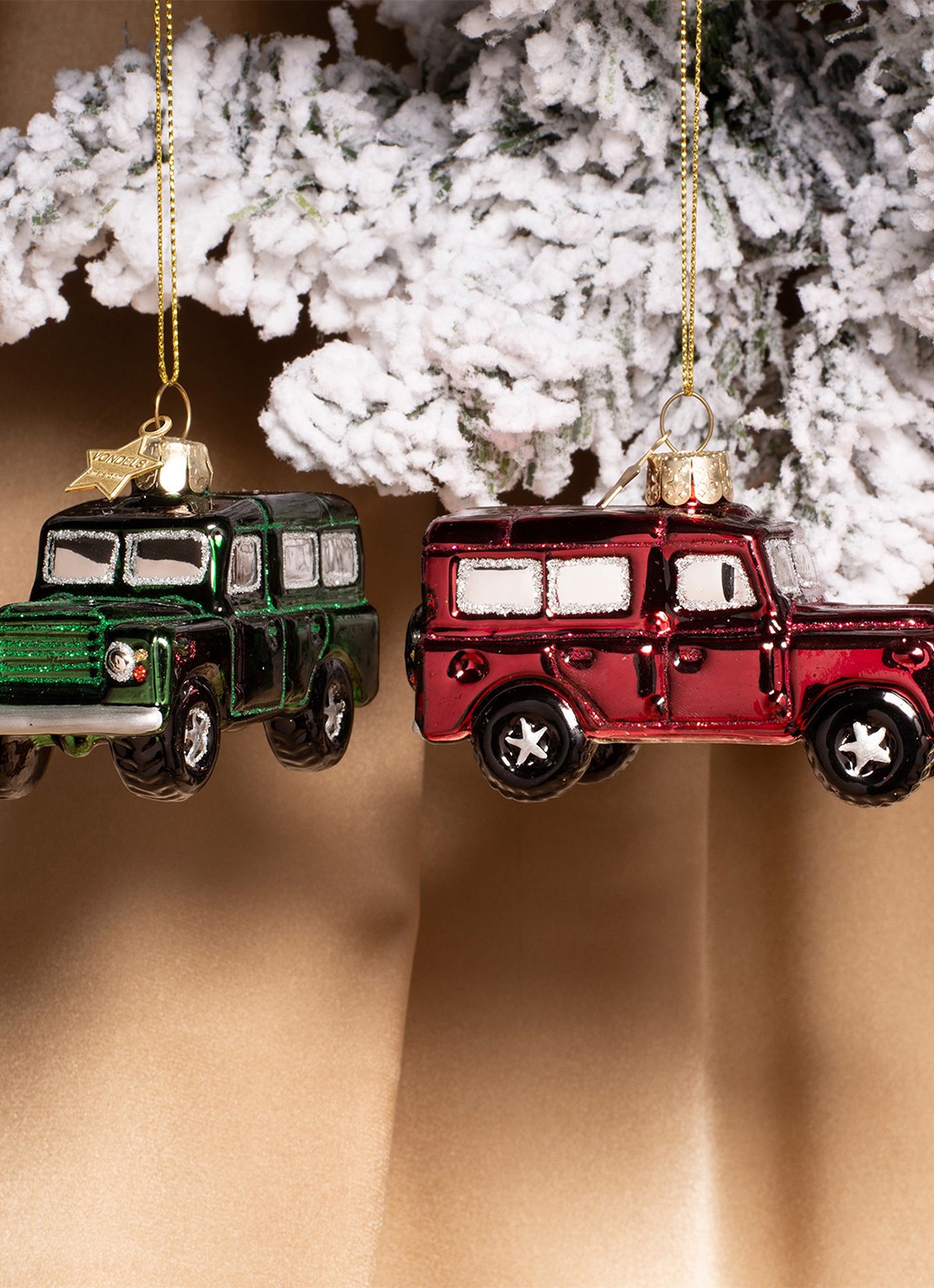 Vondels SUV Auto kersthanger 6,5 cm - voorkant 3 donkergroen