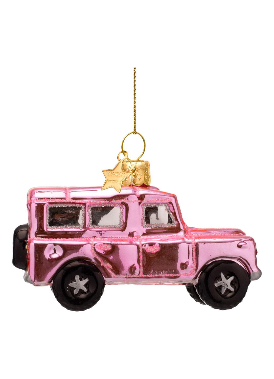 Vondels SUV Auto kersthanger 6 cm - detail roze