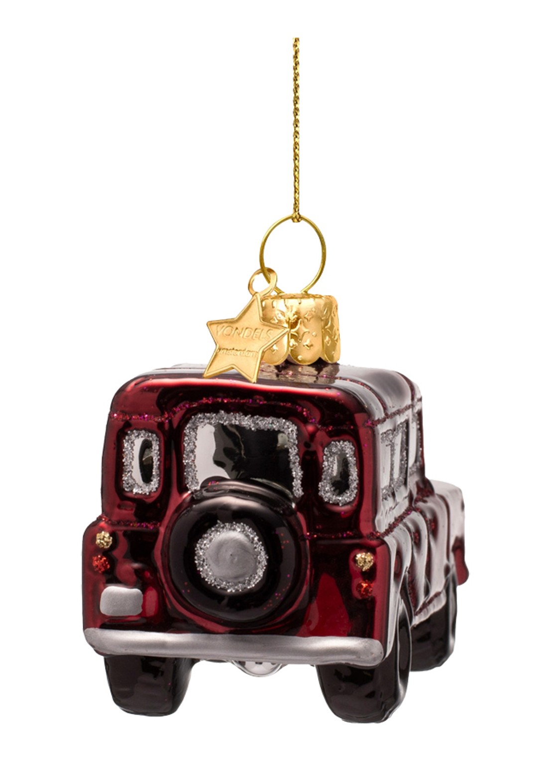 Vondels SUV Auto kersthanger 6 cm - achterkant rood