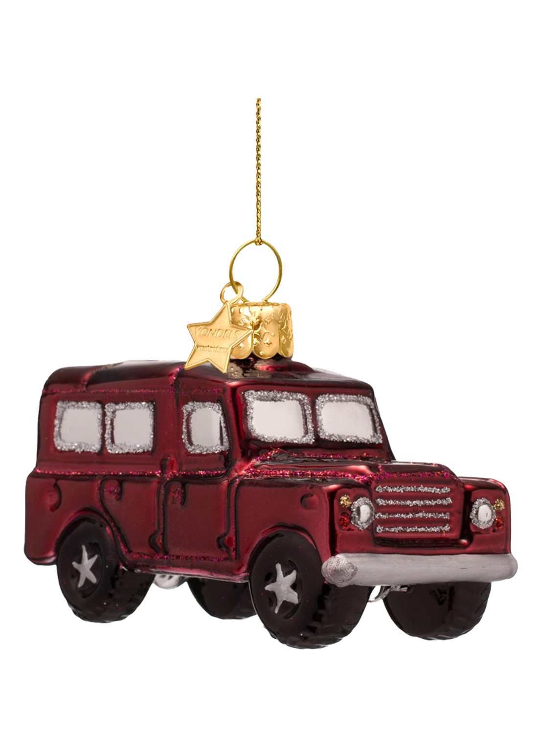 Vondels SUV Auto kersthanger 6 cm - voorkant 2 rood
