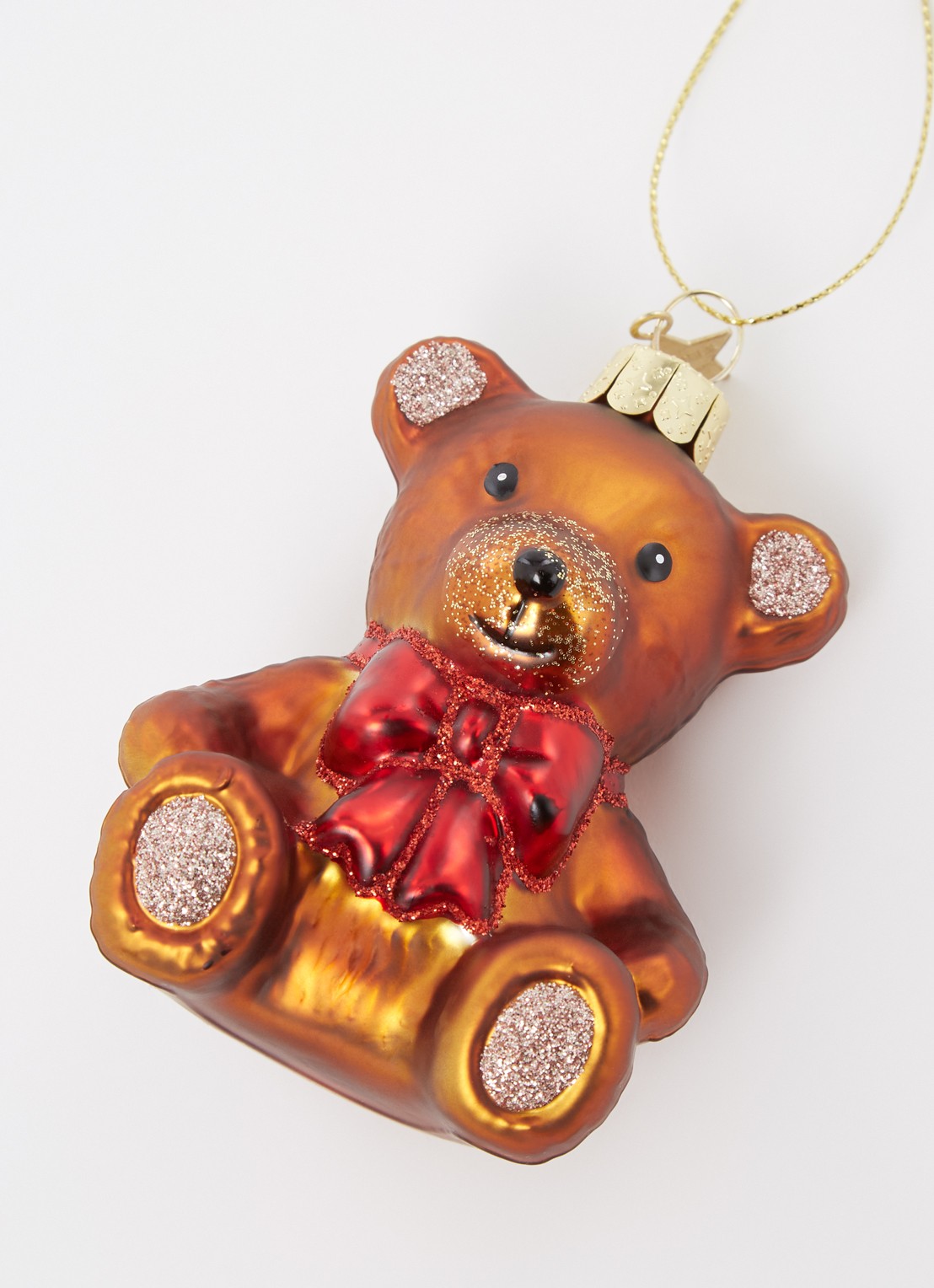 Vondels Teddybear Bow kersthanger 8,5 cm - detail bruin
