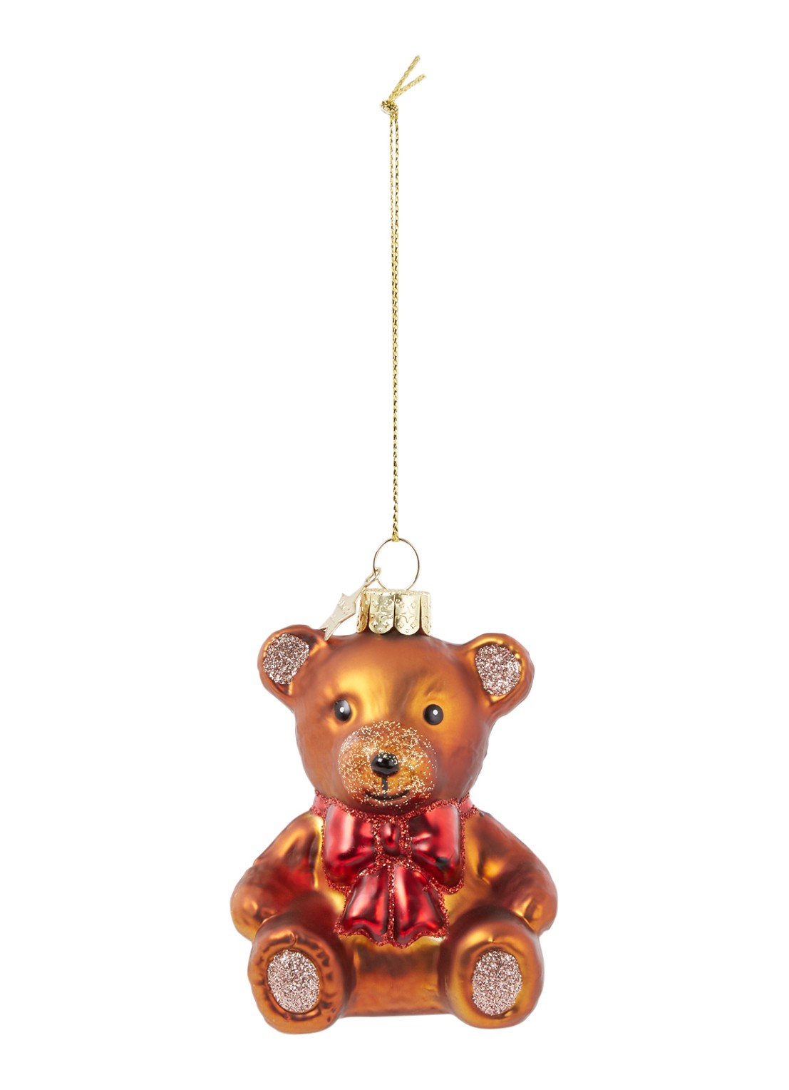 Vondels Teddybear Bow kersthanger 8,5 cm - voorkant 2 bruin