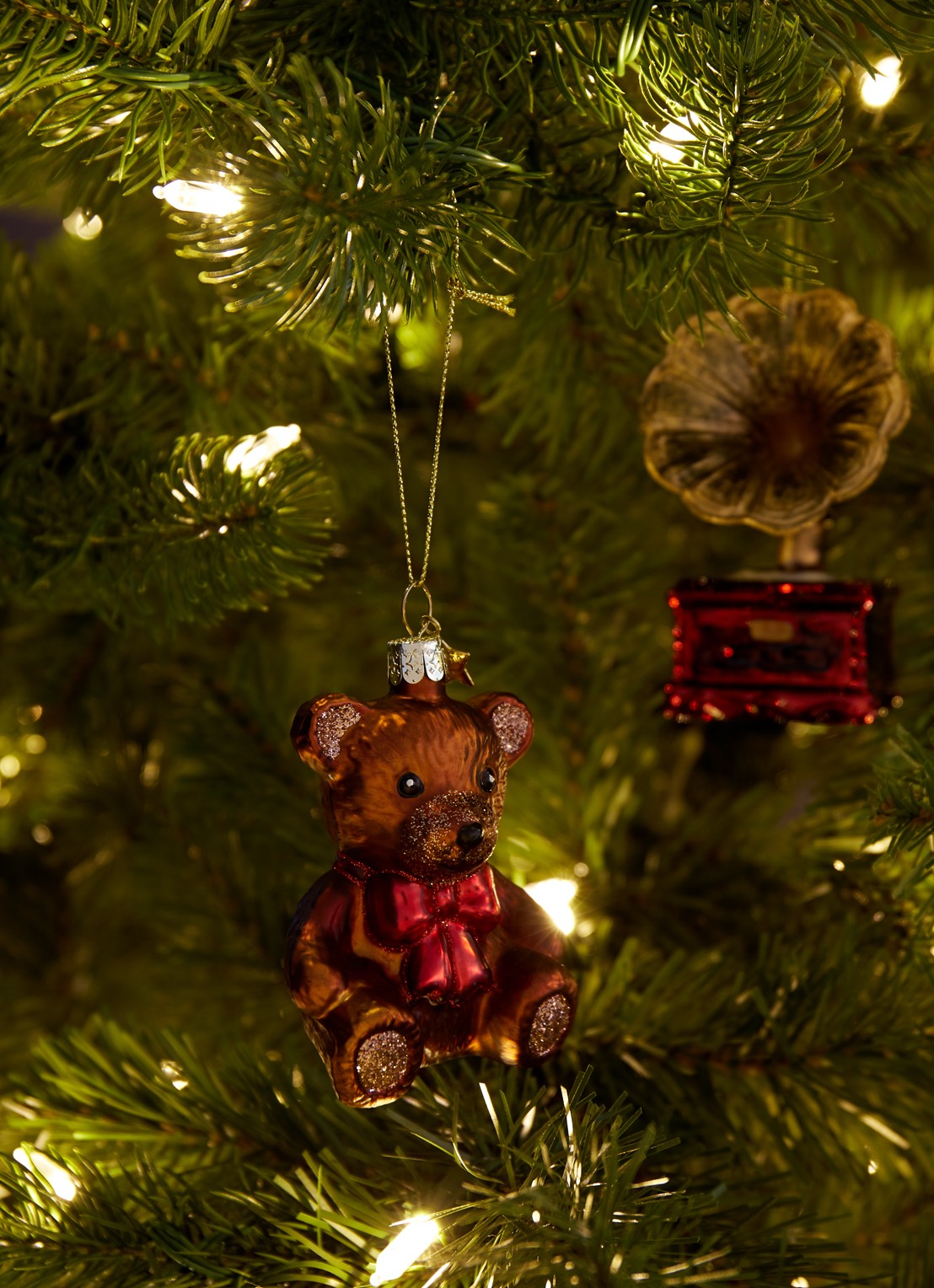 Vondels Teddybear Bow kersthanger 8,5 cm - voorkant 3 bruin