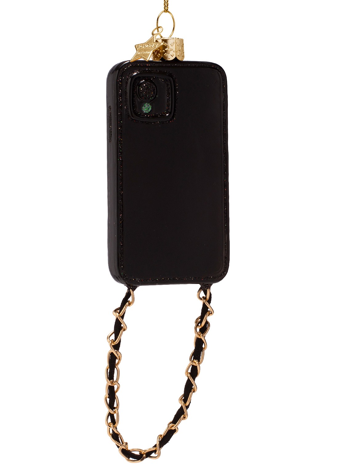 Vondels Telefoon met ketting kersthanger 11 cm - detail 4 goud
