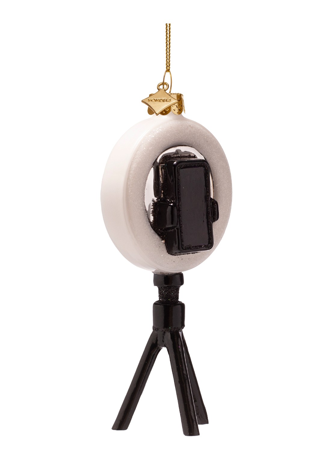 Vondels Telefoon Met Ring Light kersthanger 12,5 cm - detail 3 zwart