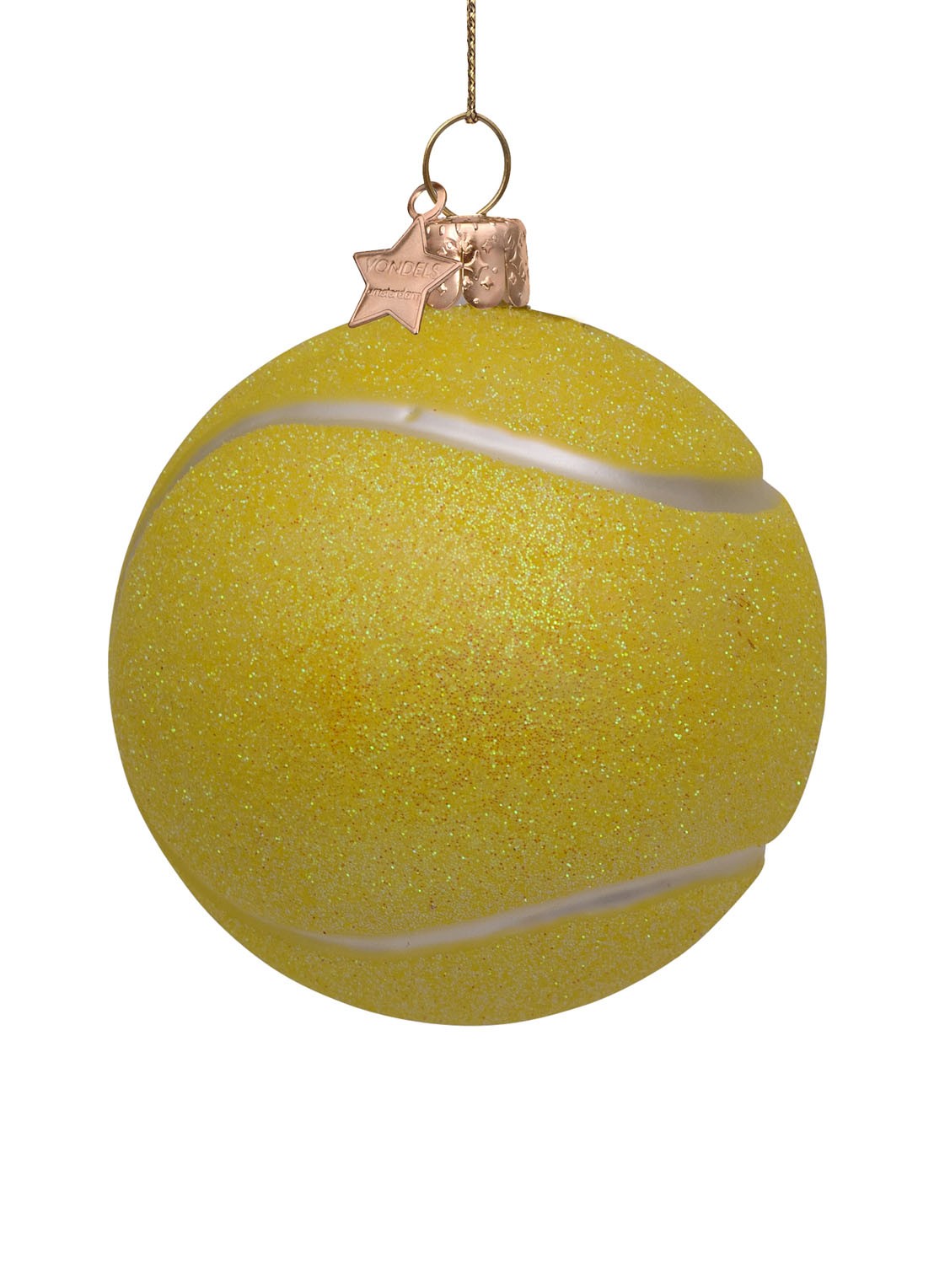 Vondels Tennisbal kersthanger 7 cm - voorkant 3 geel