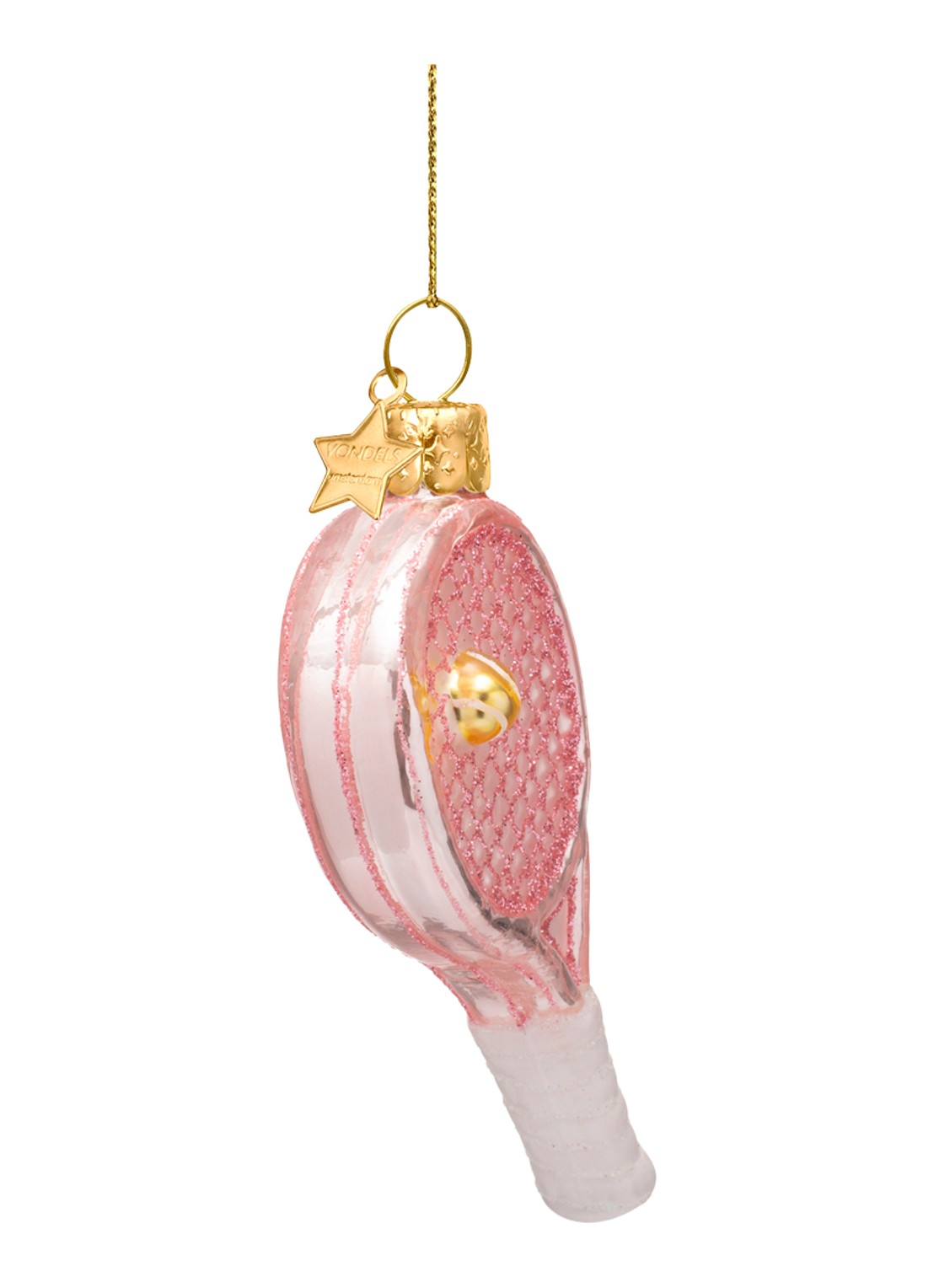Vondels Tennisracket kersthanger 9,5 cm  - detail 4 roze