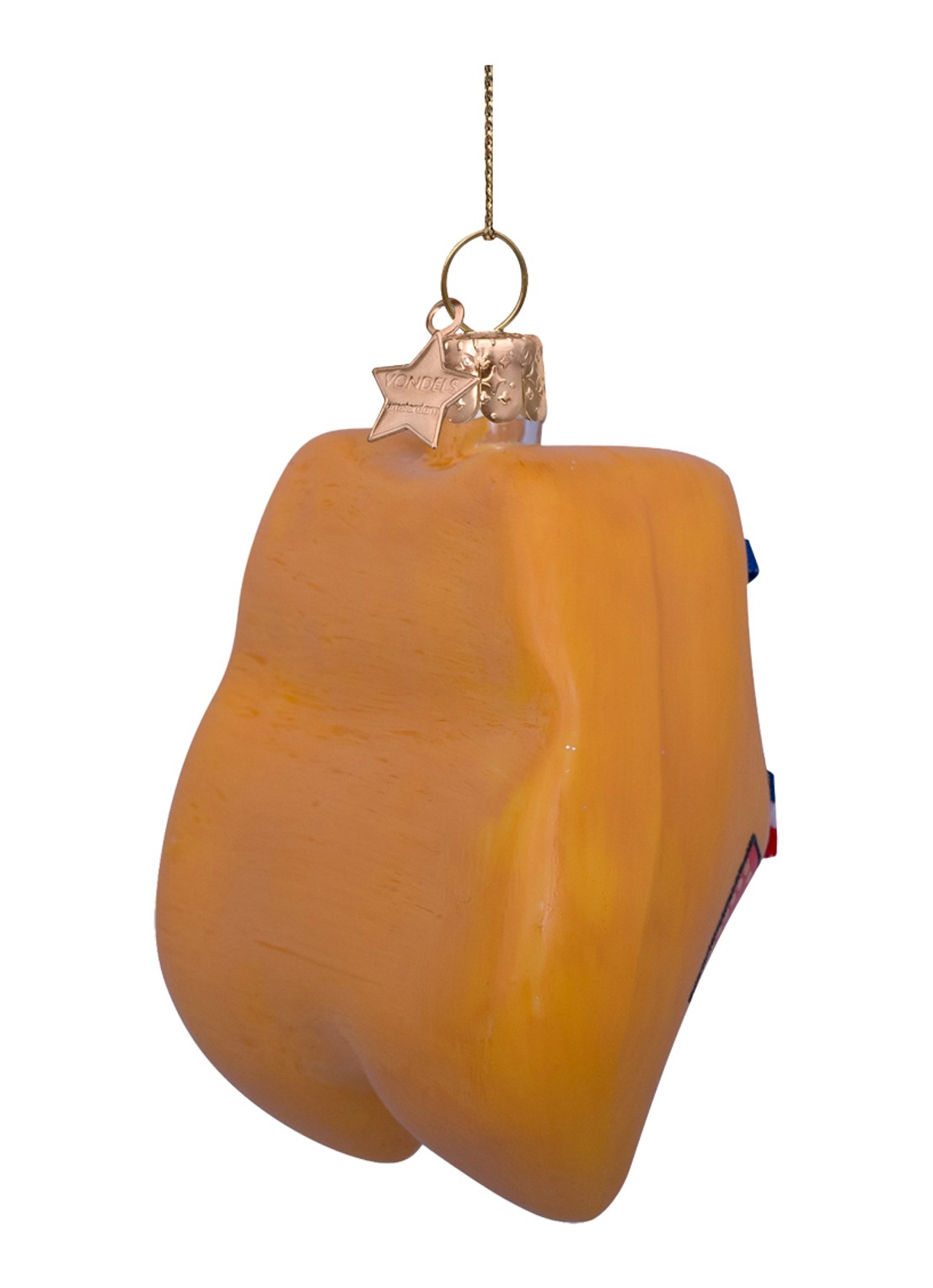 Vondels Traditionele klomp met Nederlandse strik kersthanger 8,5 cm - detail 5 geel