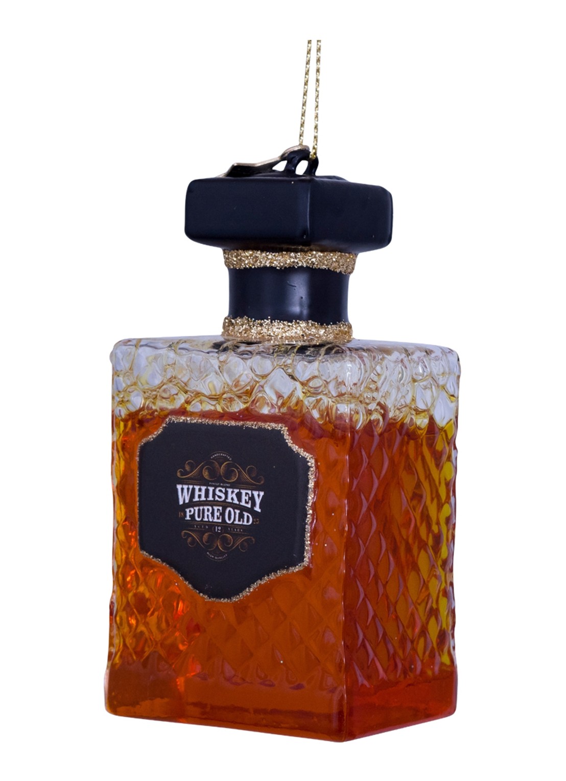 Vondels transparent whiskey bottle H8.5cm - detail 6 bruin