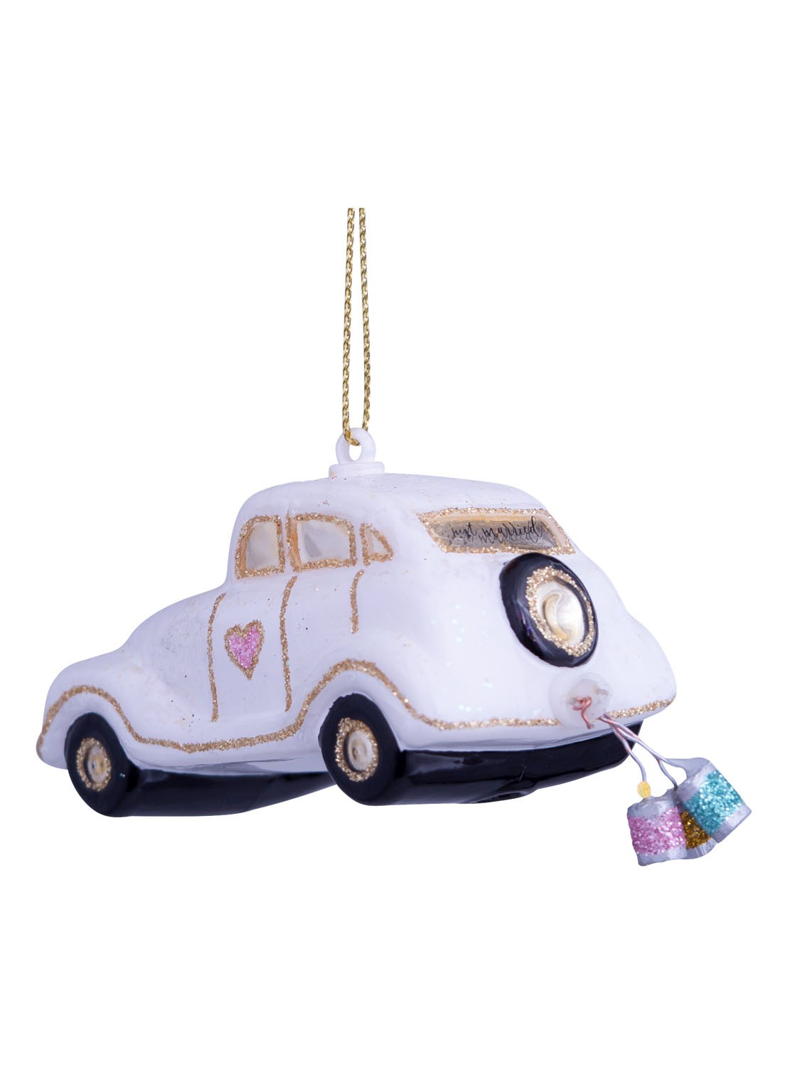 Vondels Trouwauto Just Married kersthanger 4,5 cm - detail 4 multicolor