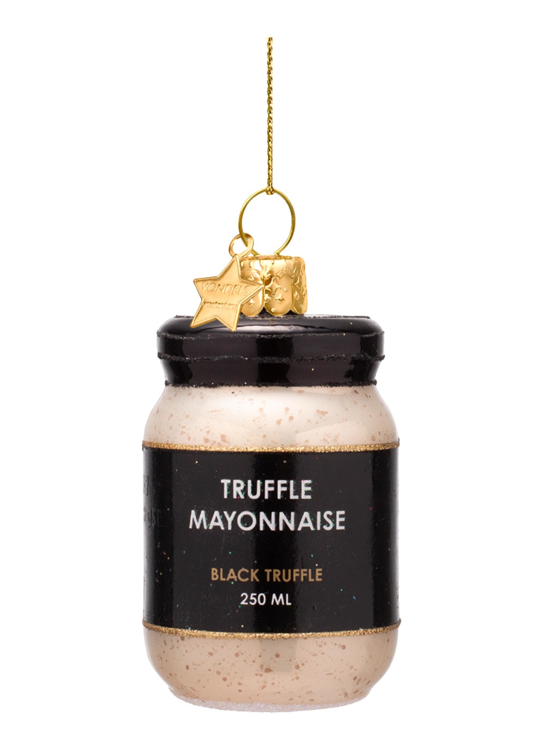 Vondels Truffel Mayonaise kersthanger 7,5 cm - voorkant 4 zwart