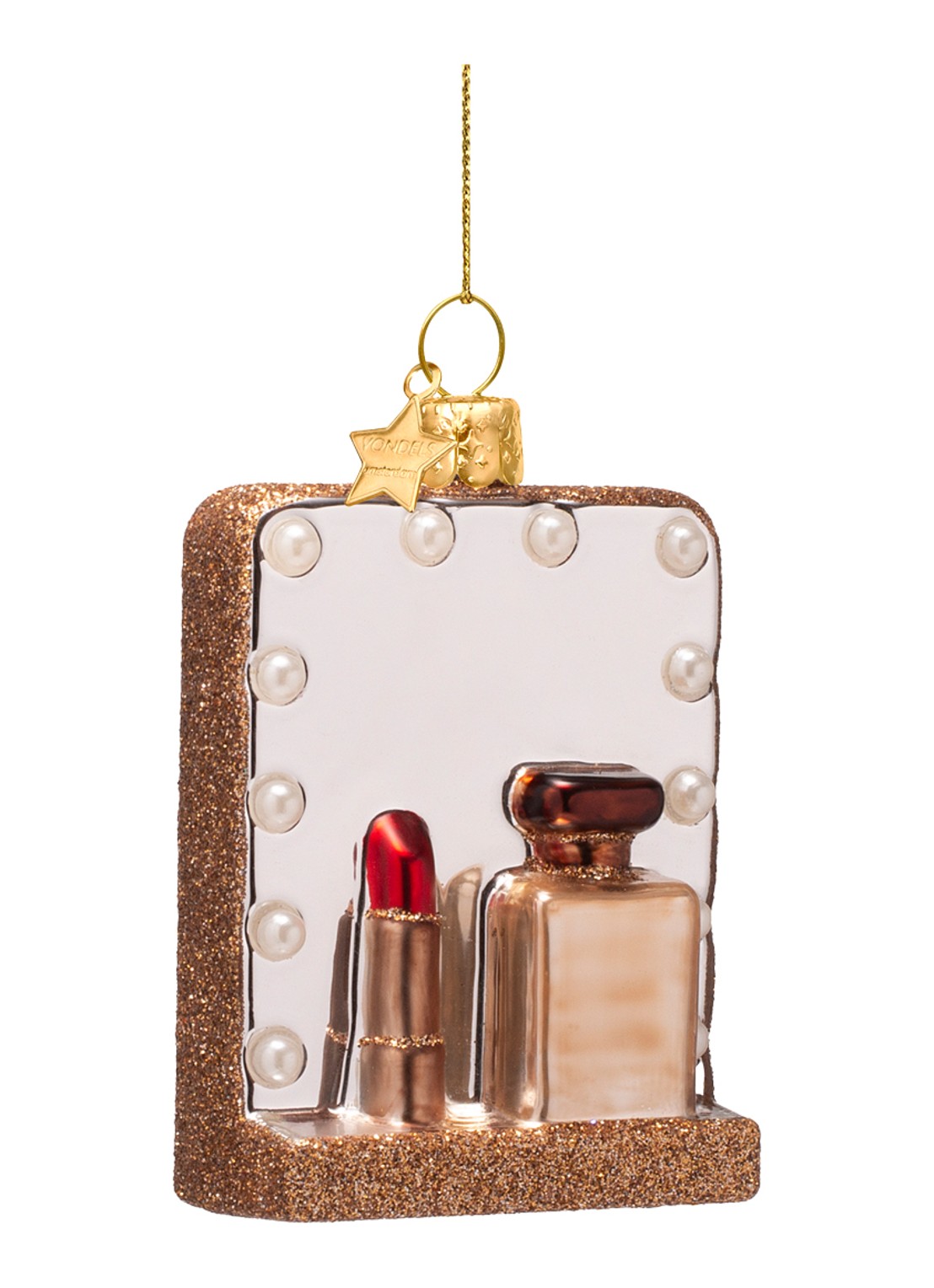 Vondels Vanity Spiegel kersthanger 8,5 cm - voorkant goud