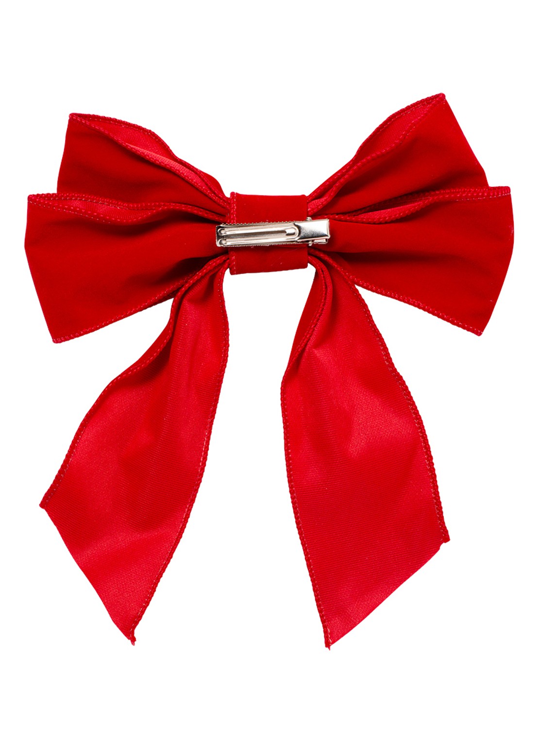 Vondels Velvet bow with clip set of 2 pink 20cm - voorkant 2 rood