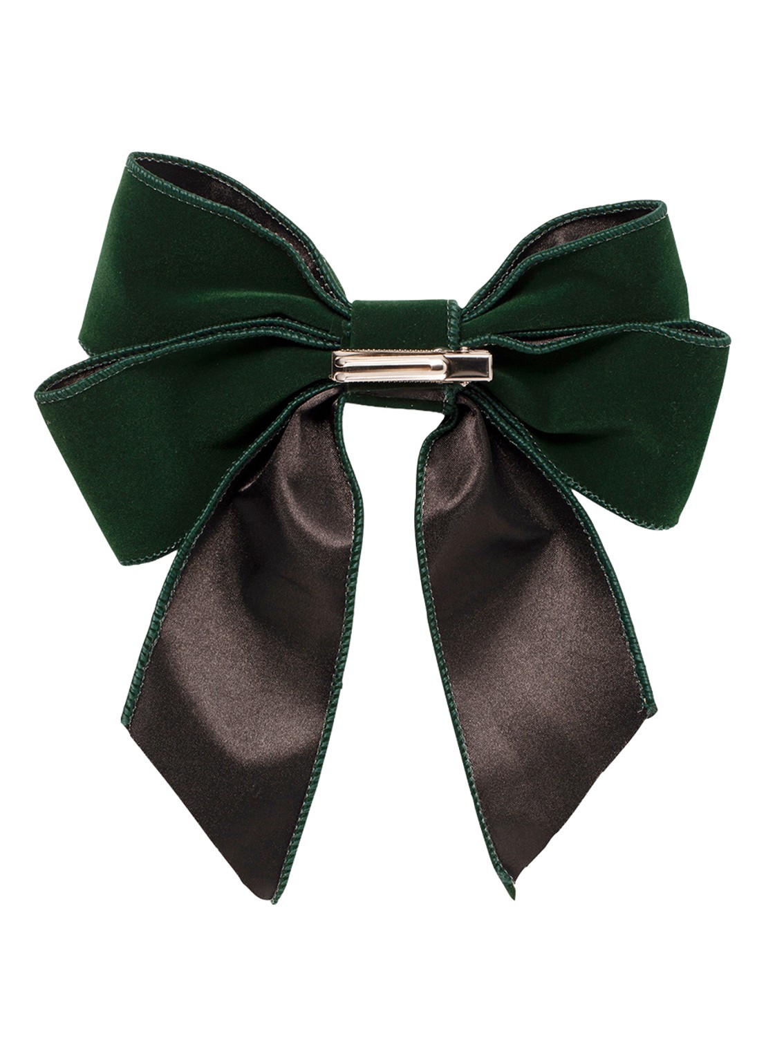 Vondels Velvet bow with clip set of 2 pink 20cm - voorkant 3 donkergroen