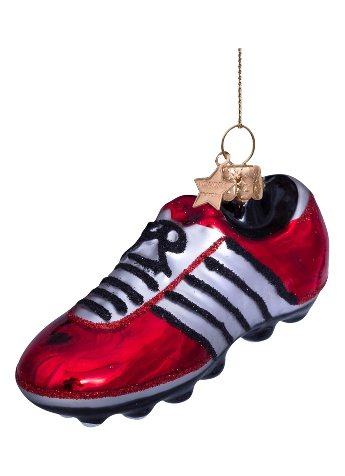 Vondels Voetbalschoen kersthanger 5 cm - detail 6 rood