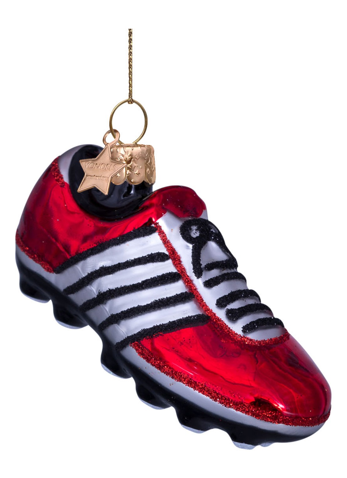 Vondels Voetbalschoen kersthanger 5 cm - voorkant rood
