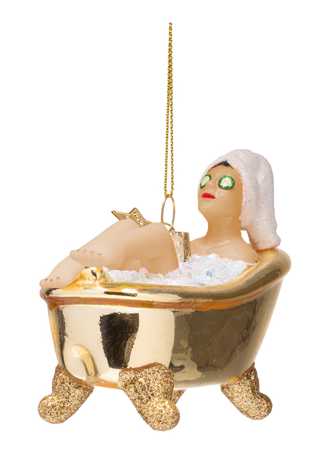Vondels Vrouw in bad kersthanger 6 cm - detail 5 goud